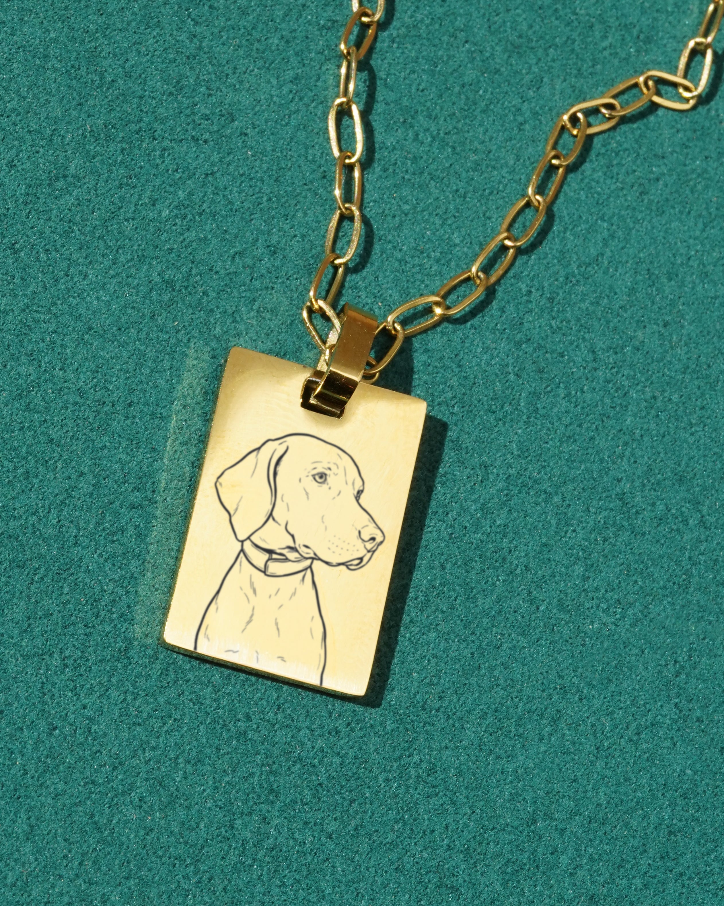 Pet Charm Necklace - Large Rectangle