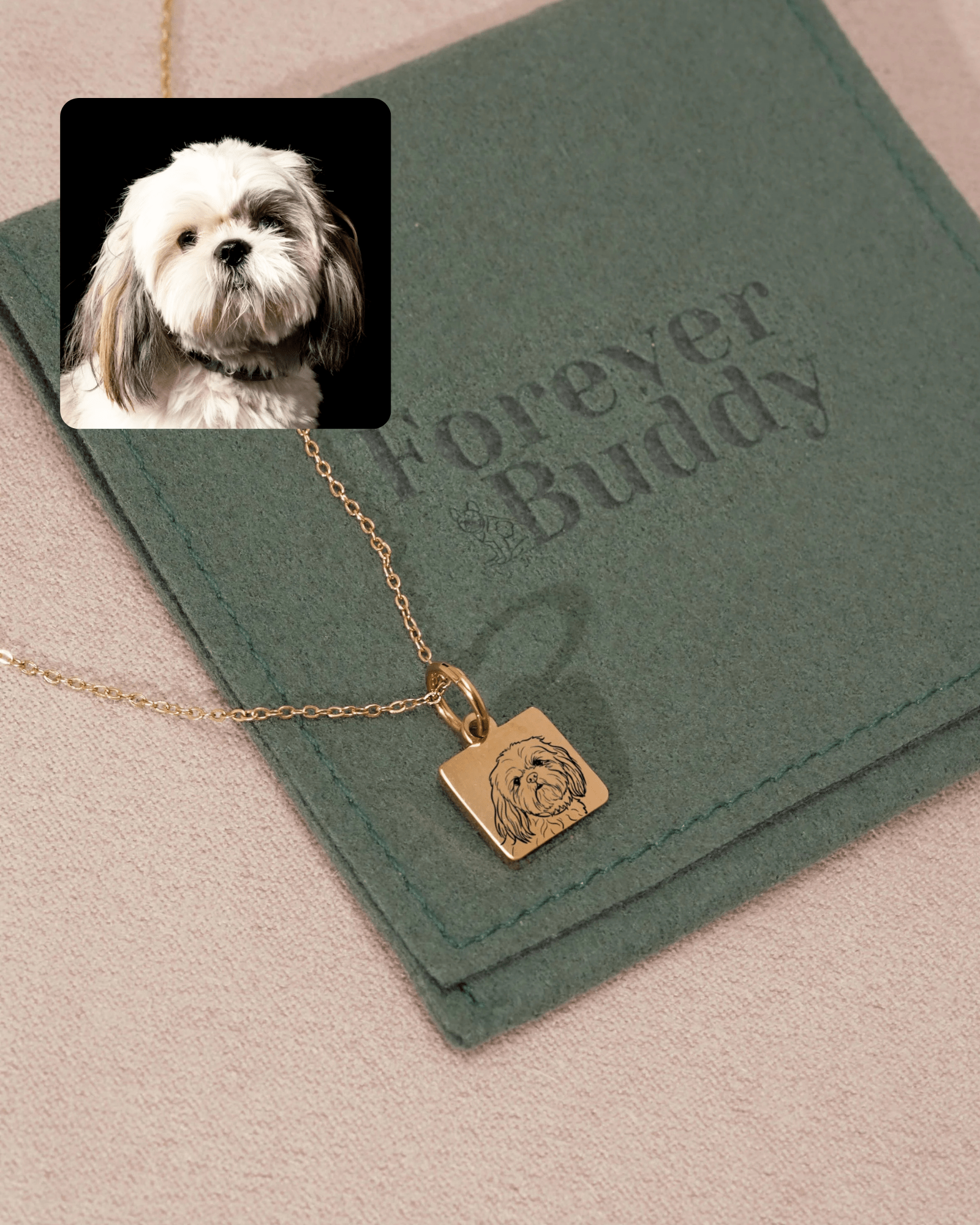 Pet Charm Necklace - Small Square