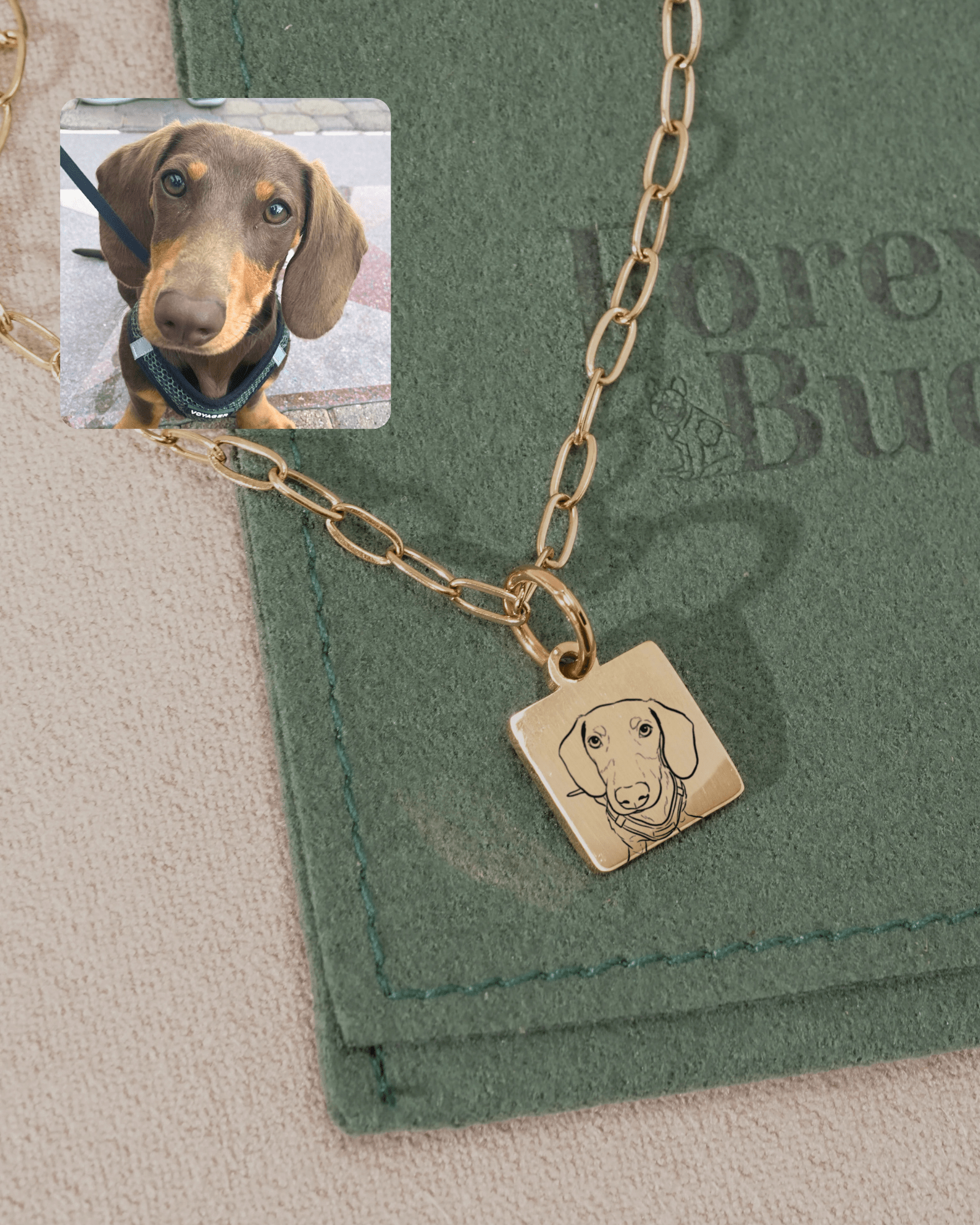 Pet Charm Necklace - Small Square