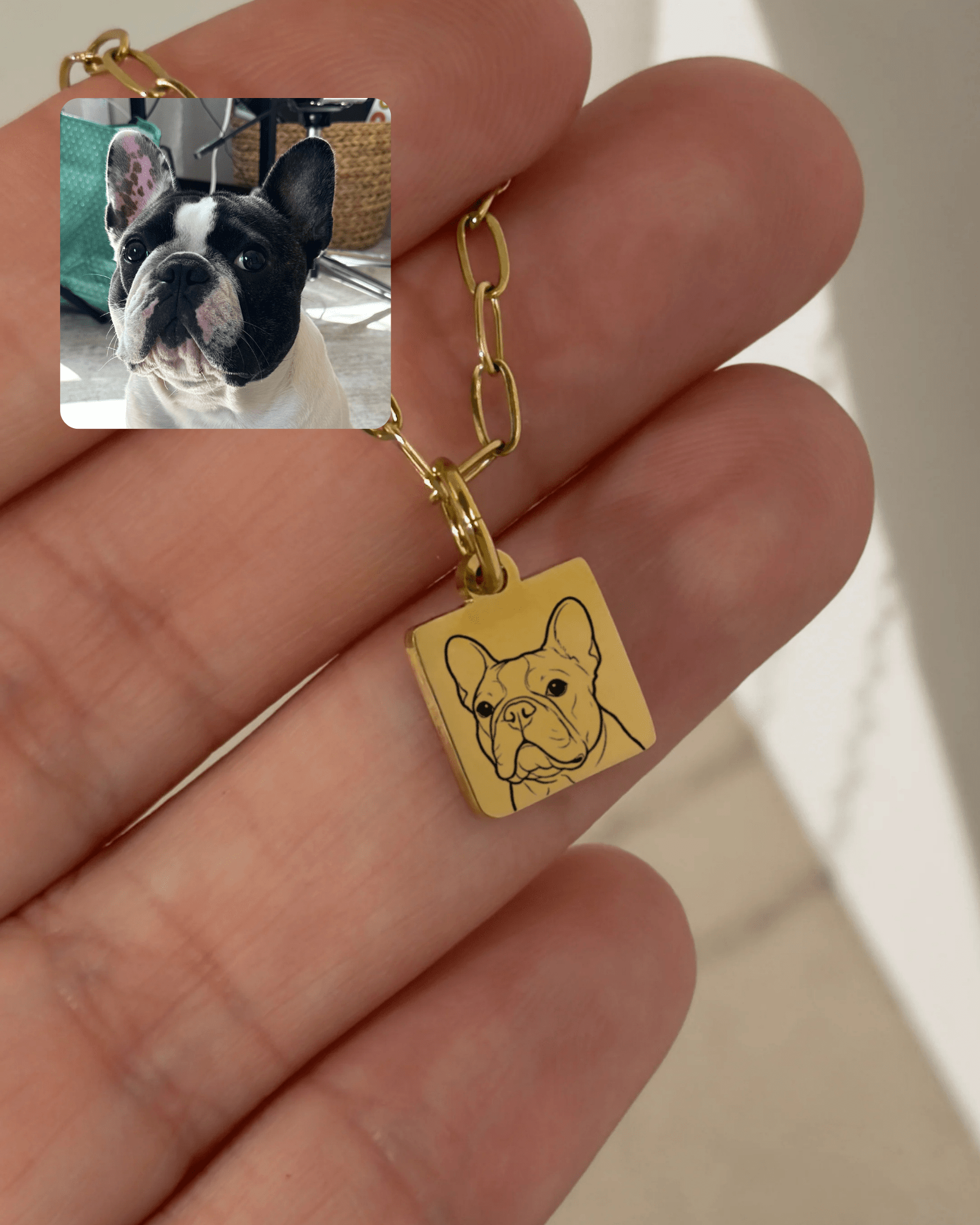 Pet Charm Necklace - Small Square