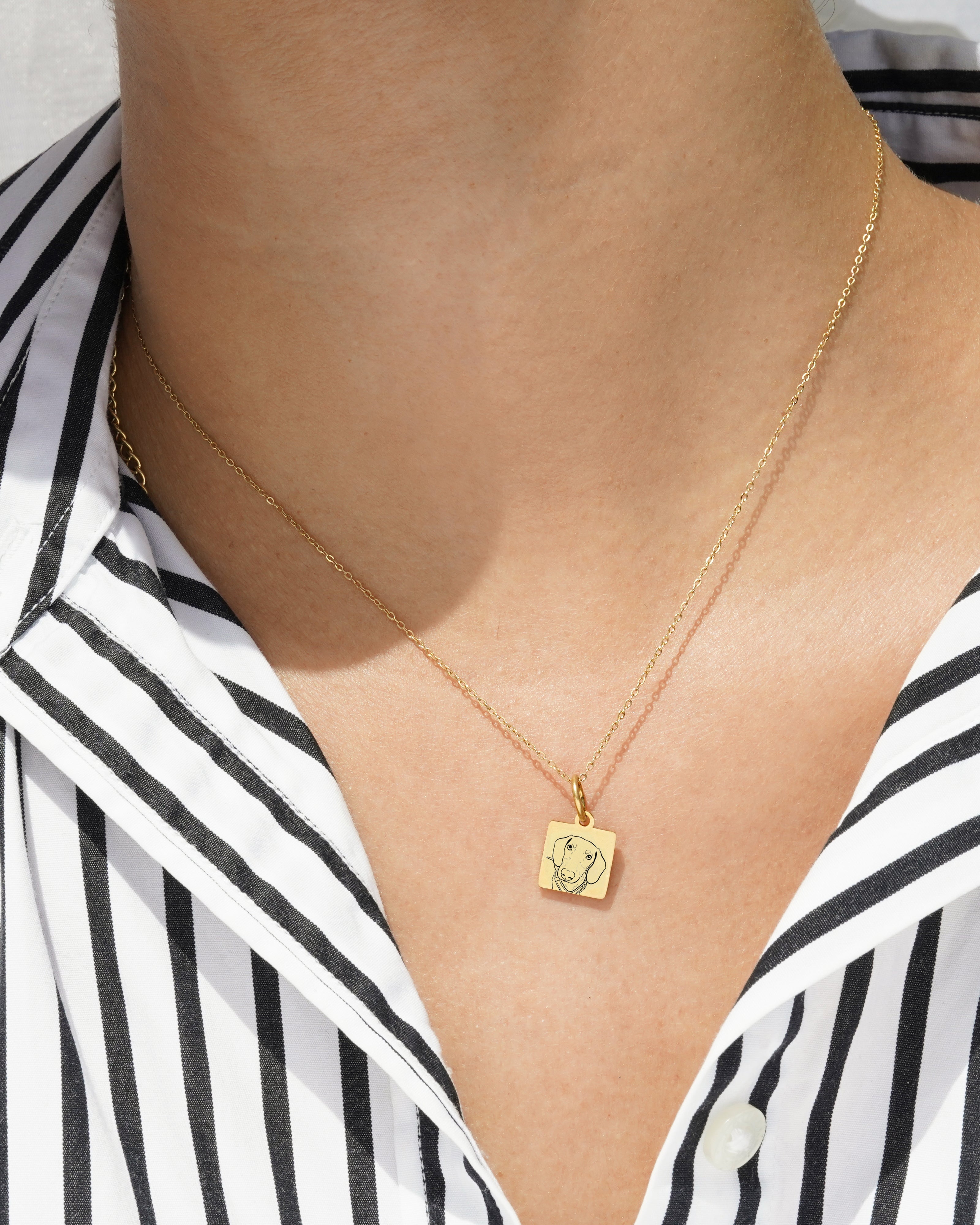 Pet Charm Necklace - Small Square