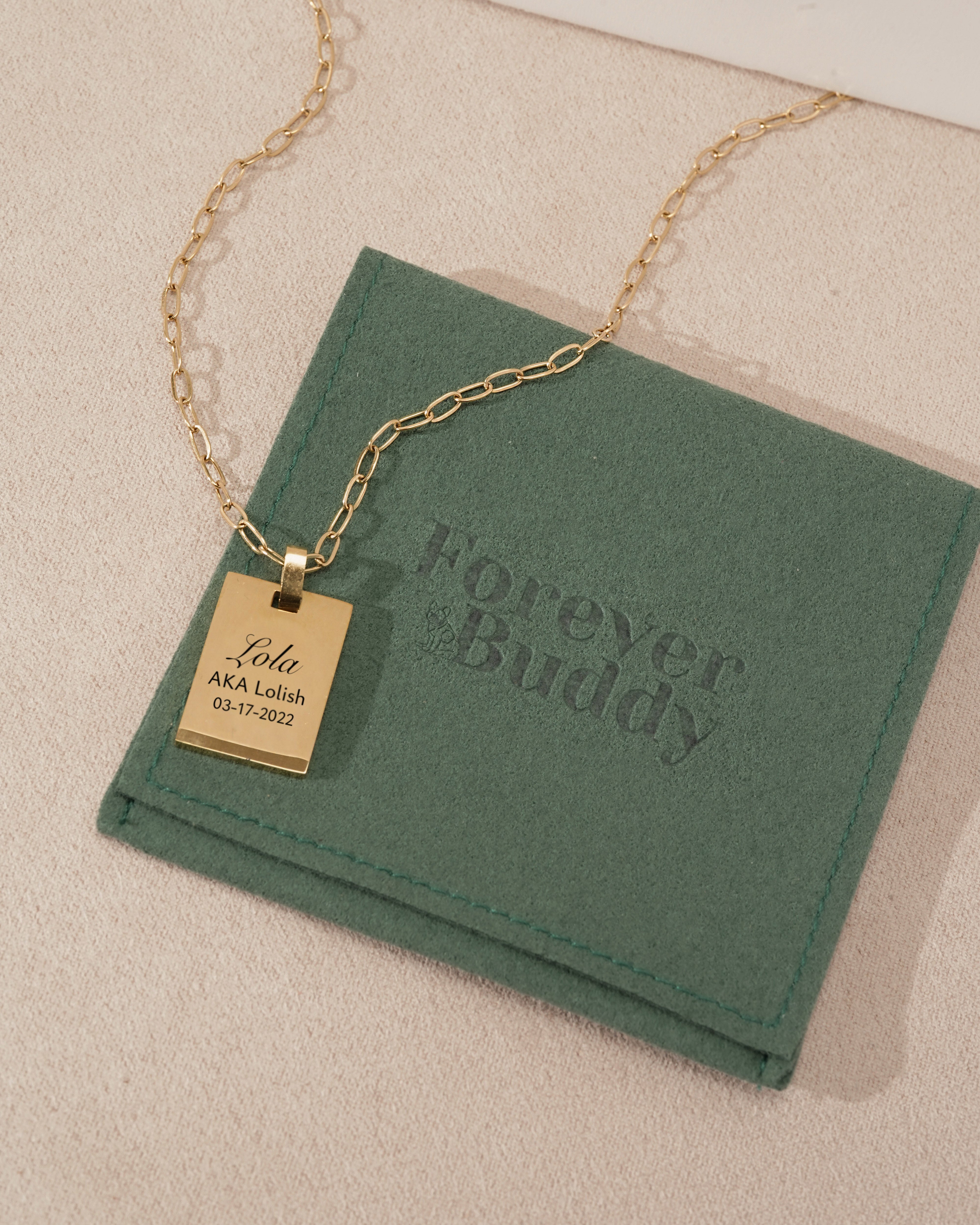 Pet Charm Necklace - Large Rectangle