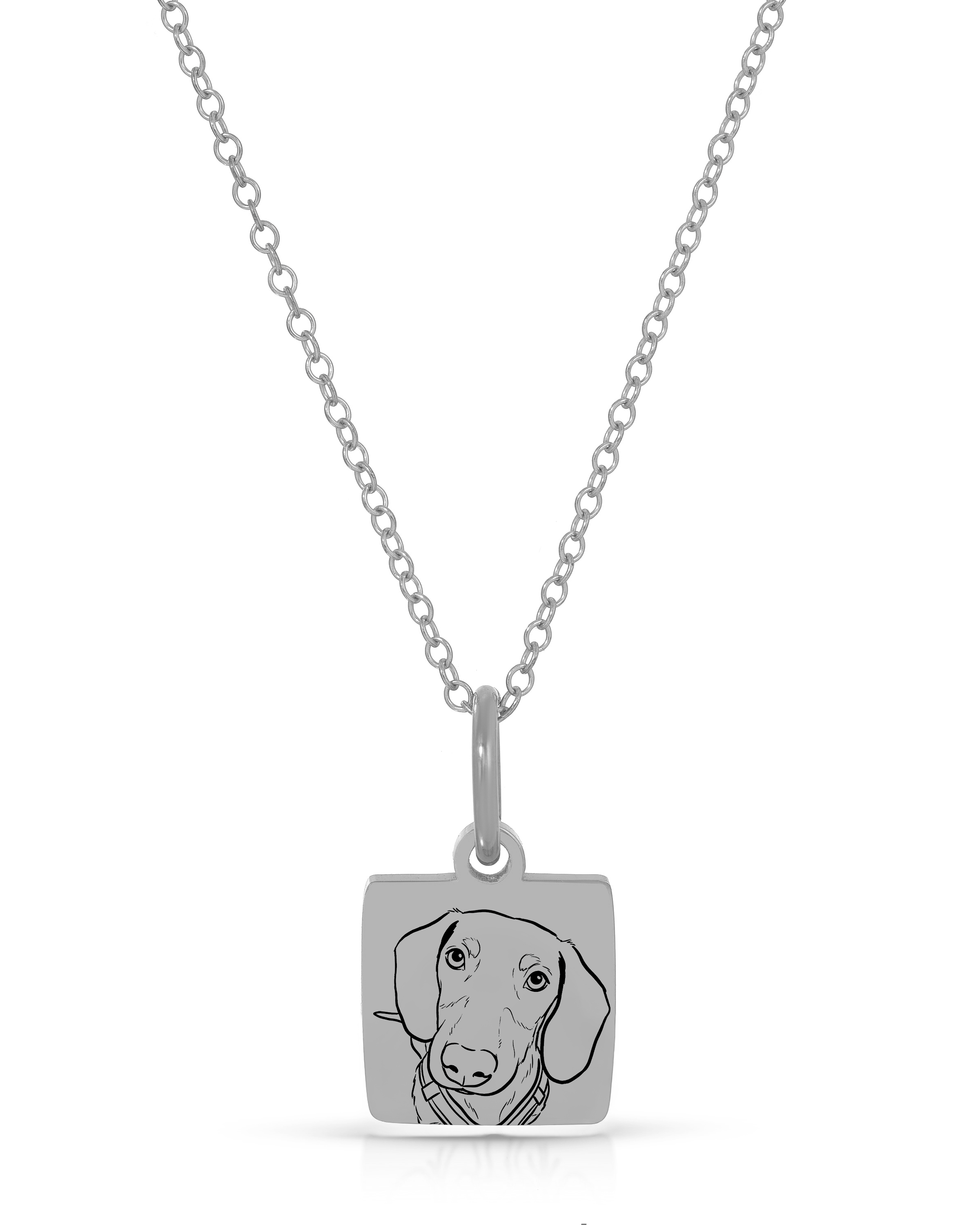 Pet Charm Necklace - Small Square