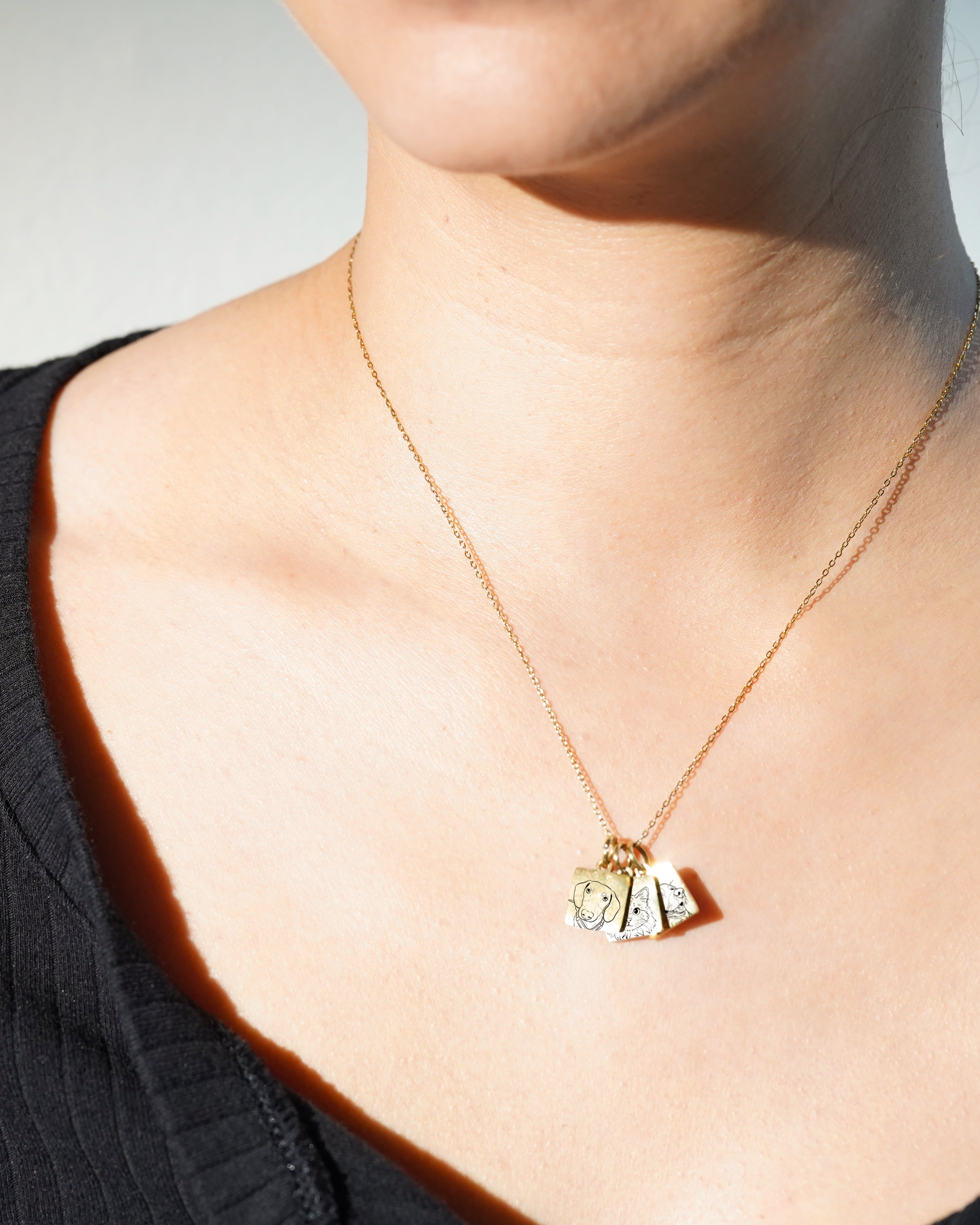 Pet Charm Necklace - Small Square