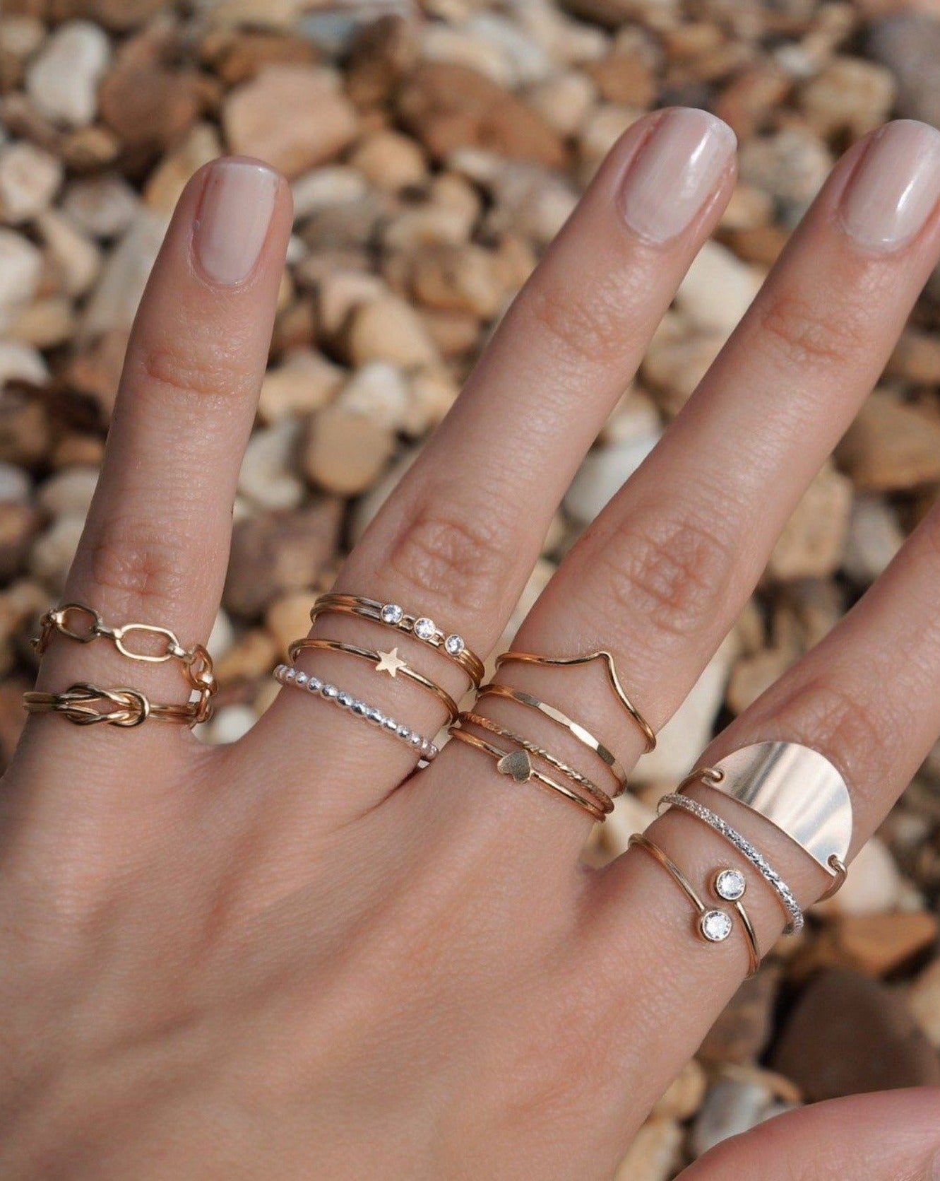 Crown Ring by KOZAKH. A 1mm hammered band, crafted in 14K Gold Filled.