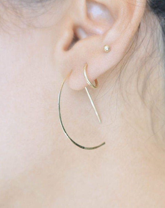 D Earrings Small by KOZAKH. D shape hammered wire earrings, crafted in 14K Gold Filled.