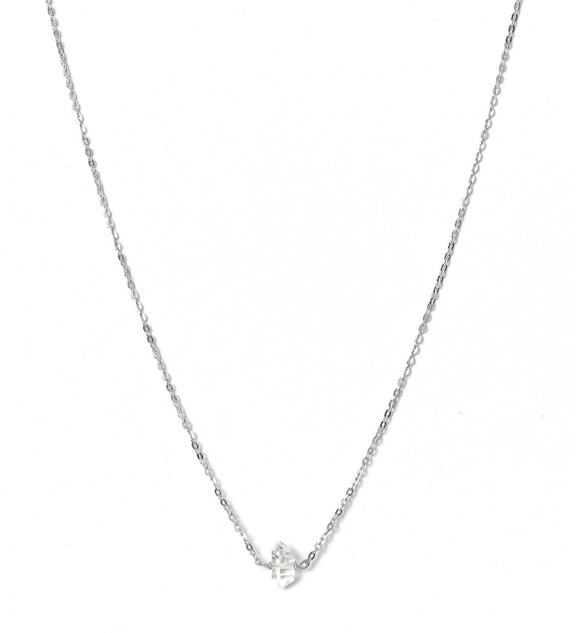 Dia Necklace by KOZAKH. A 16 to 18 inch adjustable length necklace in Sterling Silver, featuring a Herkimer Diamond.