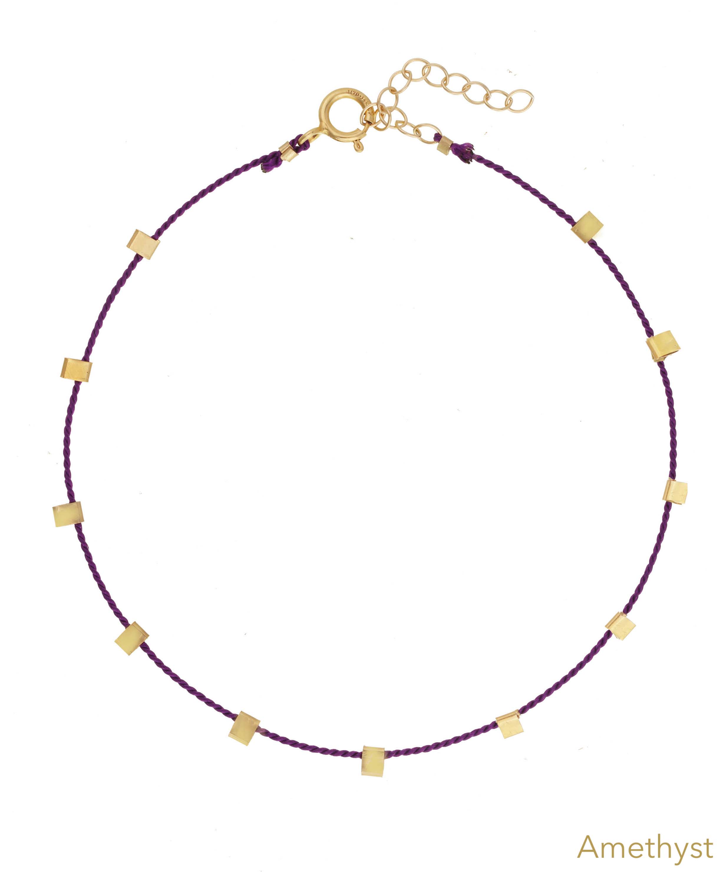 Hilo Bracelet by KOZAKH. A 6 to 7 inch adjustable length natural silk thread bracelet, embellished with 14K Gold Filled metals.