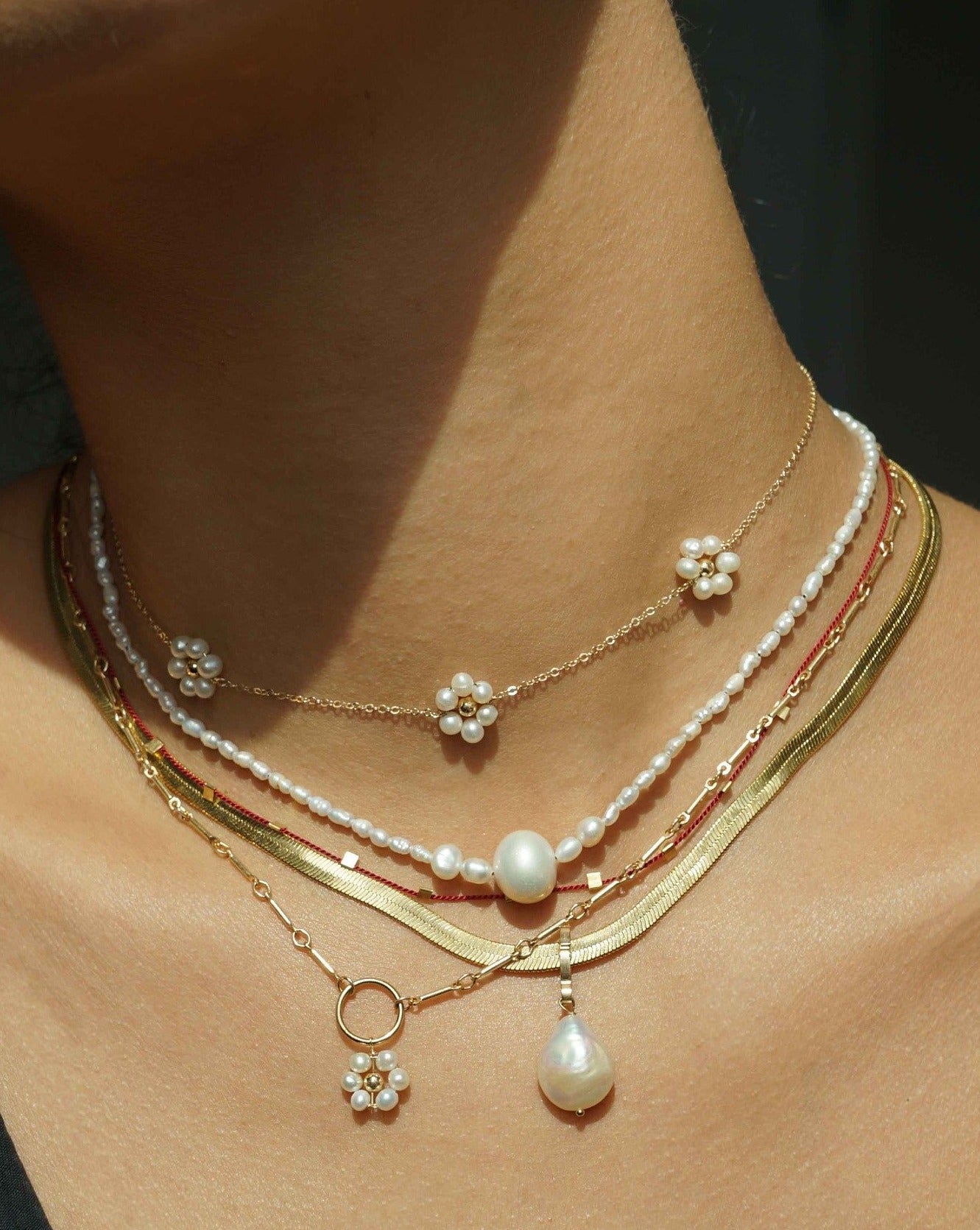 Hilo Necklace by KOZAKH. A 16 inch long natural silk thread necklace, embellished with 14K Gold Filled square cut metals.