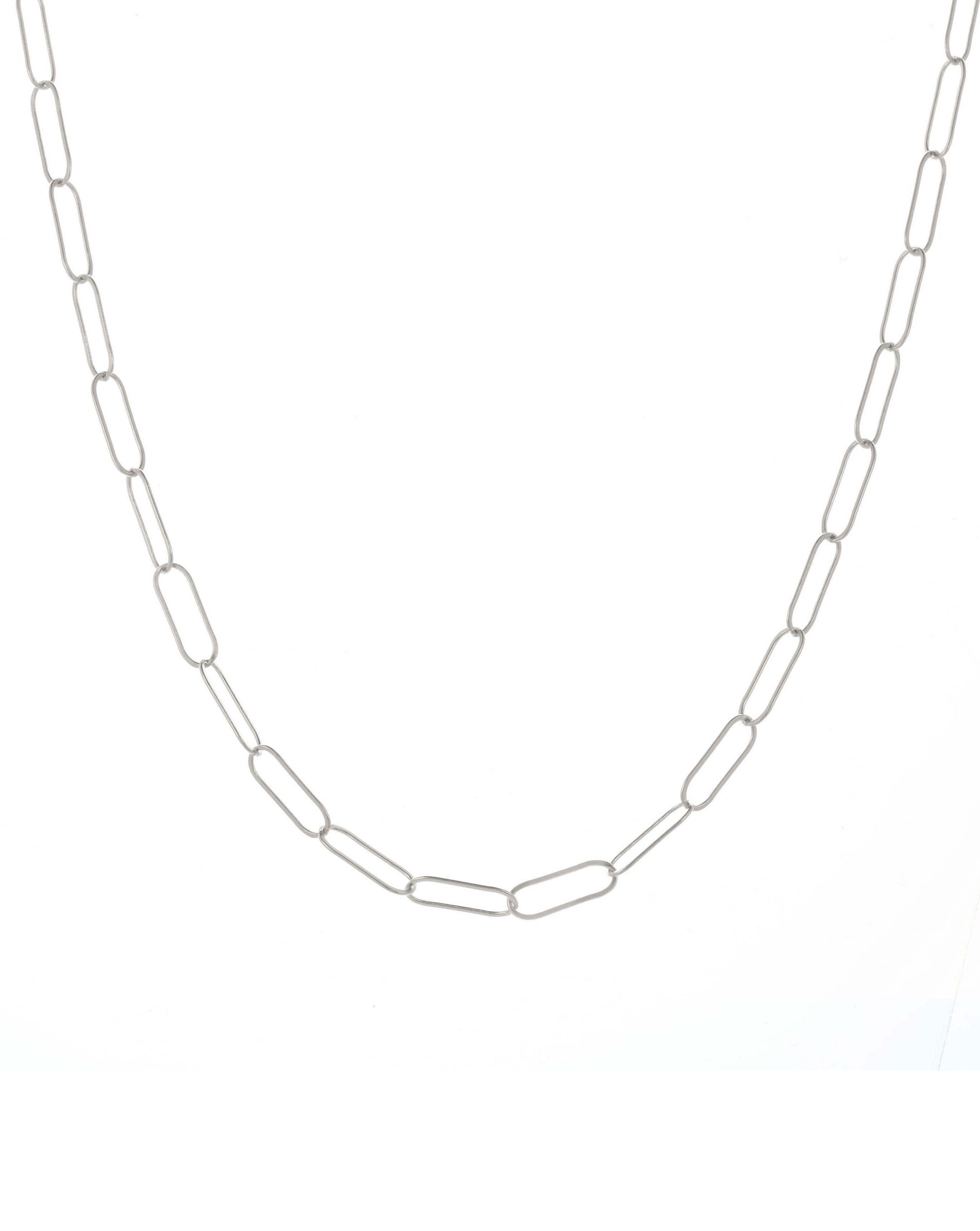 Muse Chain Necklace by KOZAKH. A 14 to 16 inch adjustable length, flat oval link chain necklace, crafted in Sterling Silver.