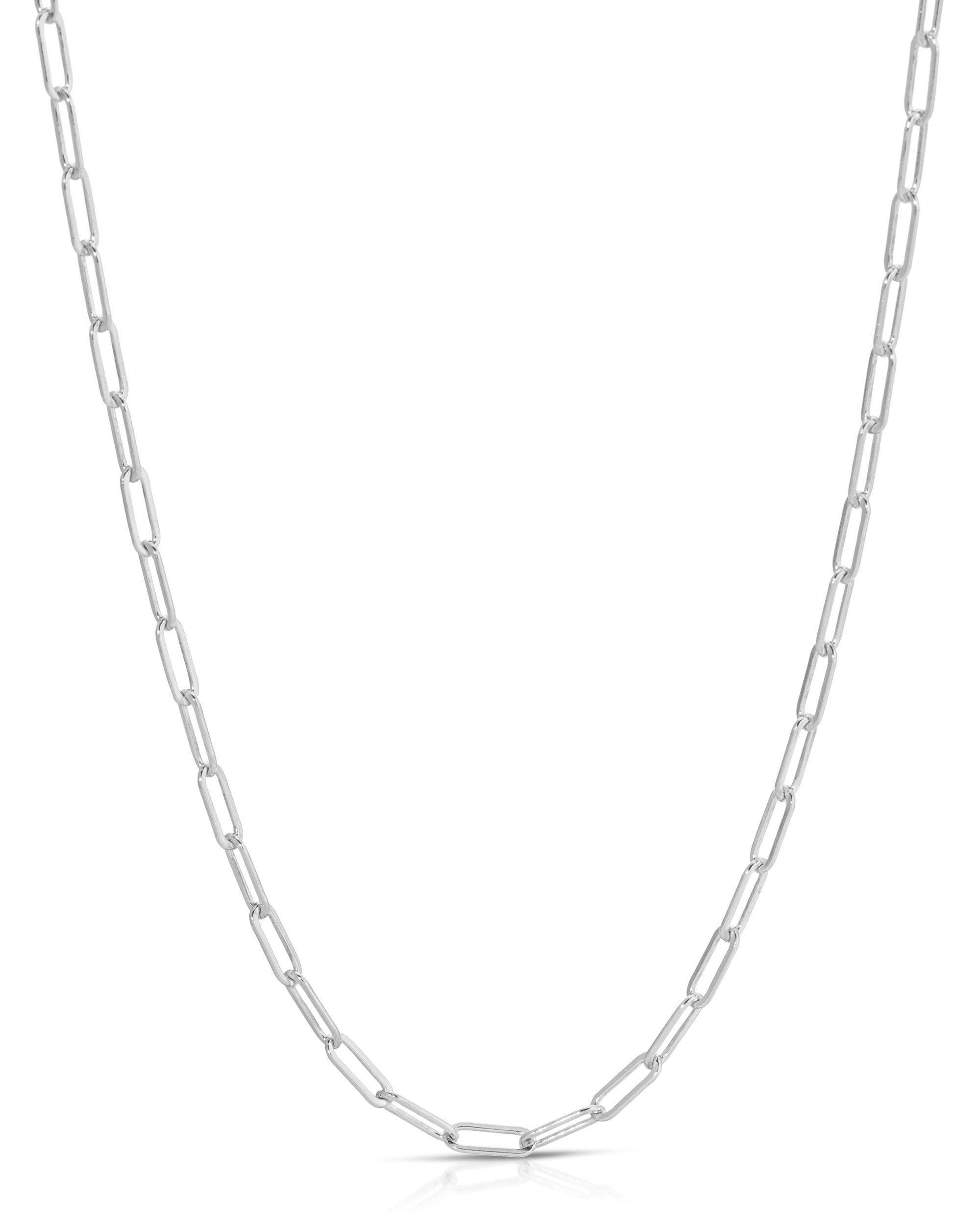Nora Necklace by KOZAKH. A 14 to 16 inch adjustable length, thin flat link paperclip style chain necklace, crafted in Sterling Silver.