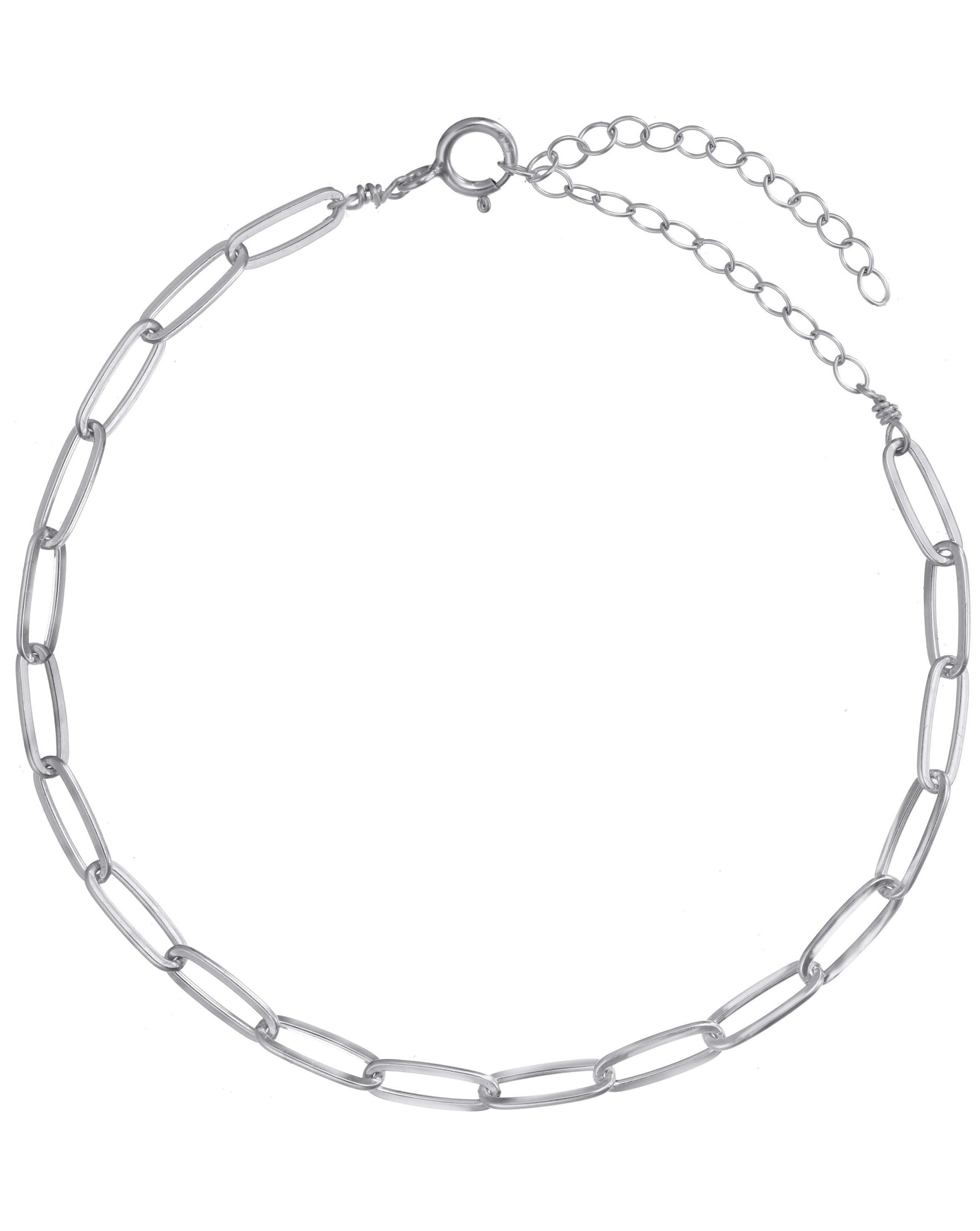 Norita Bracelet by KOZAKH. A 6 to 7 inch adjustable length, thin flat link paperclip style chain bracelet, crafted in Sterling Silver.