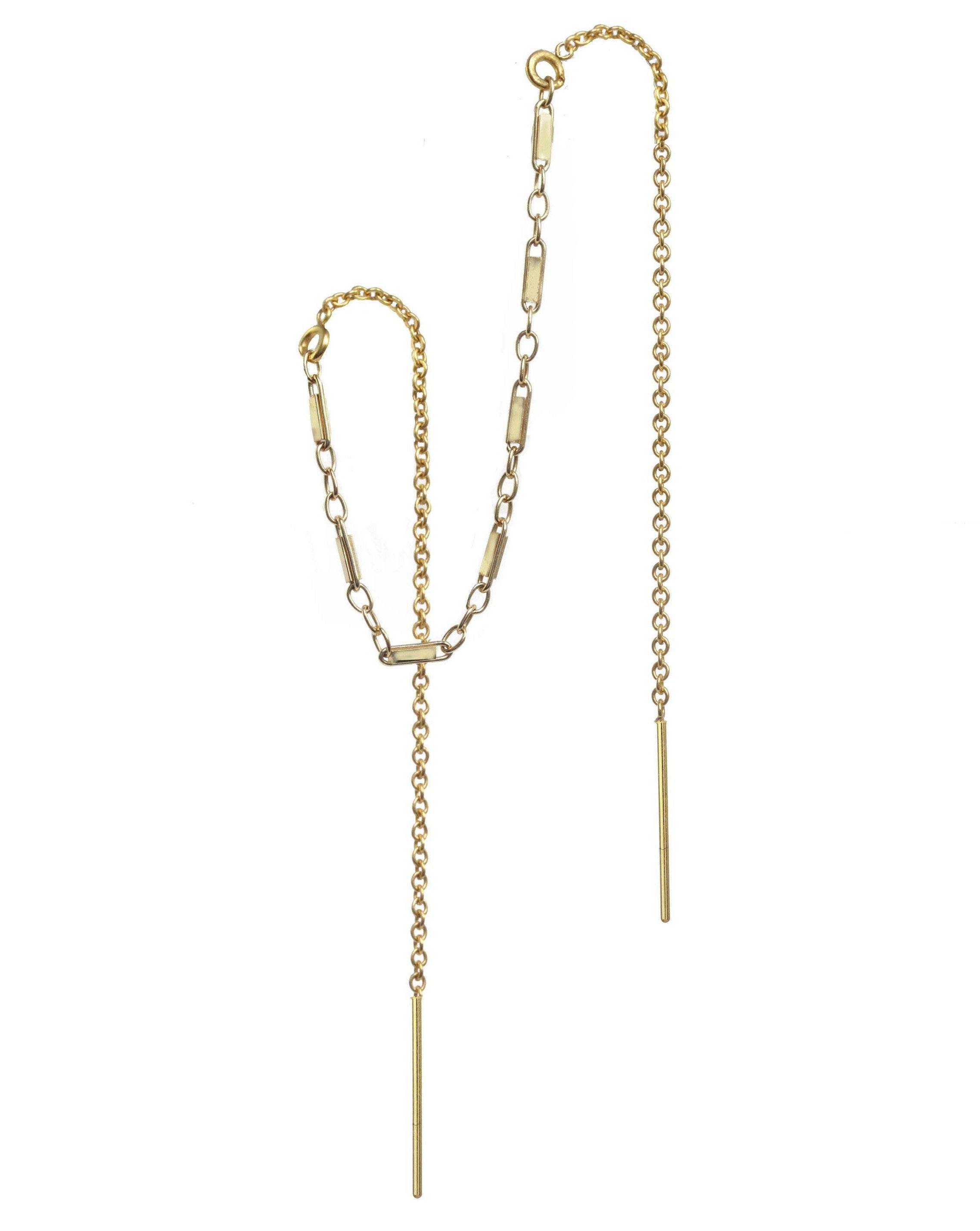 Piper Threader by KOZAKH. A long threader climber earring for 2 or more piercings, crafted in 14K Gold Filled.