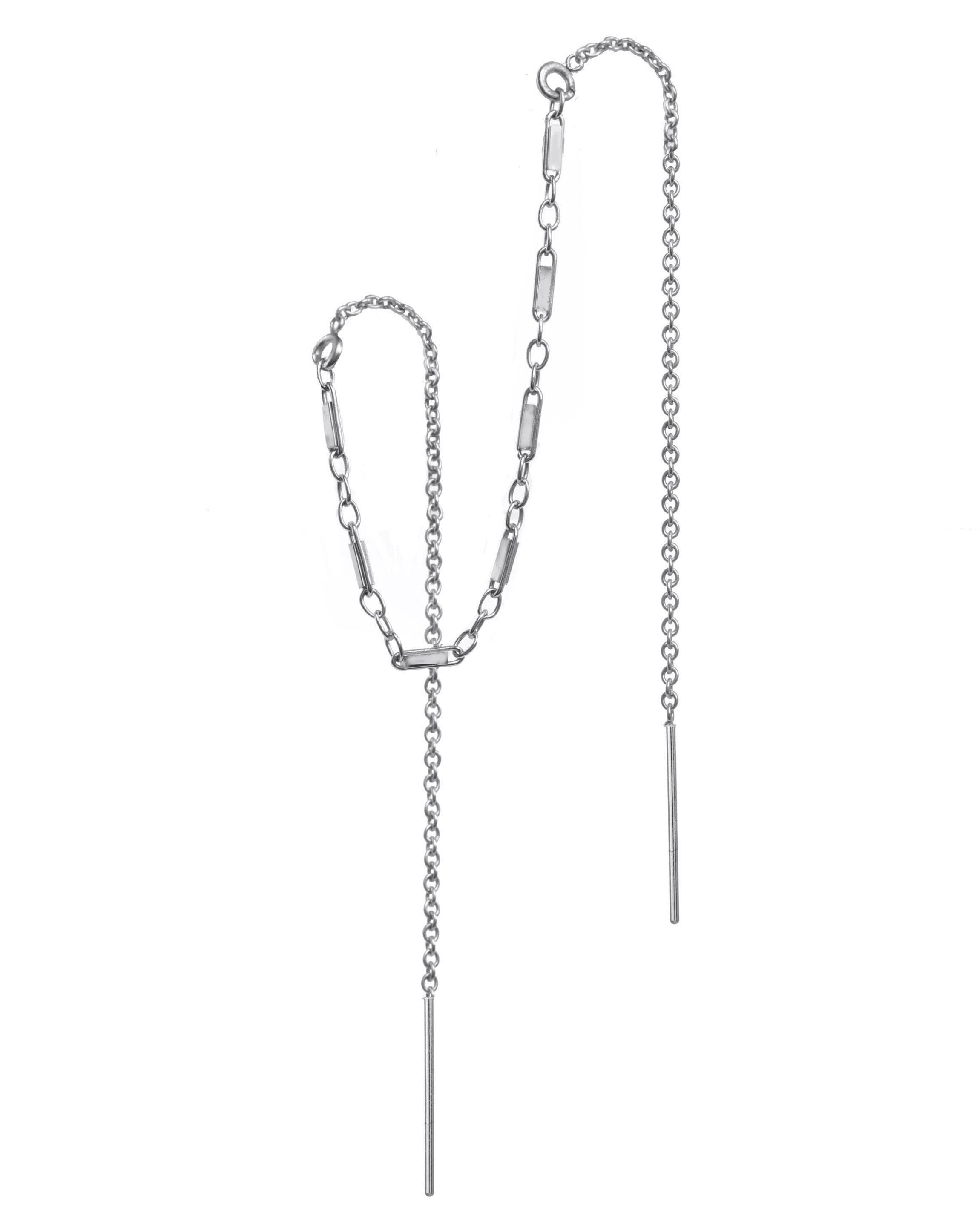 Piper Threader by KOZAKH. A long threader climber earring for 2 or more piercings, crafted in Sterling Silver.