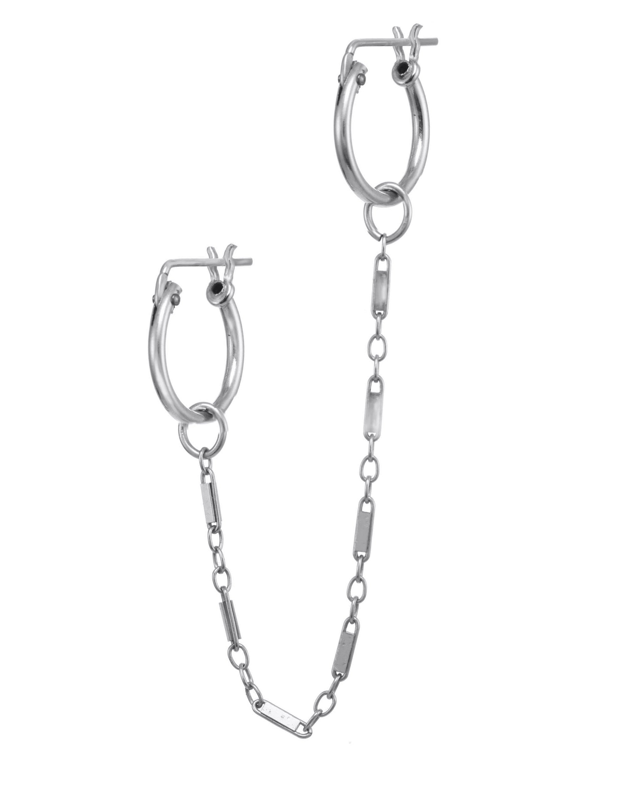 Quinny Chain Hoop by KOZAKH. A climber style earring for 2 piercings, crafted in Sterling Silver.