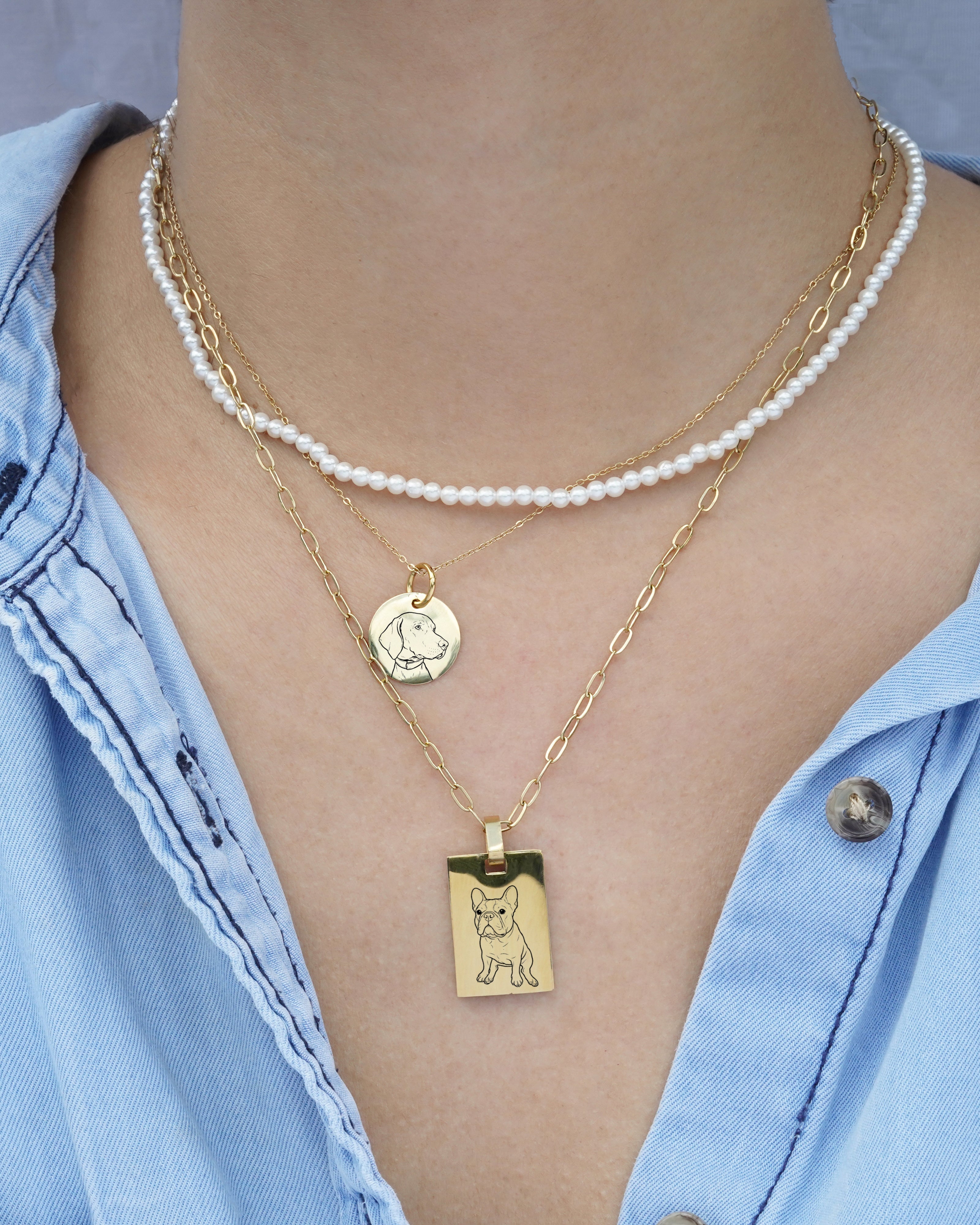 Pet Charm Necklace - Large Rectangle