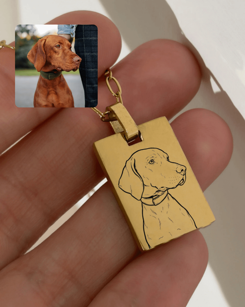 Pet Charm Necklace - Large Rectangle