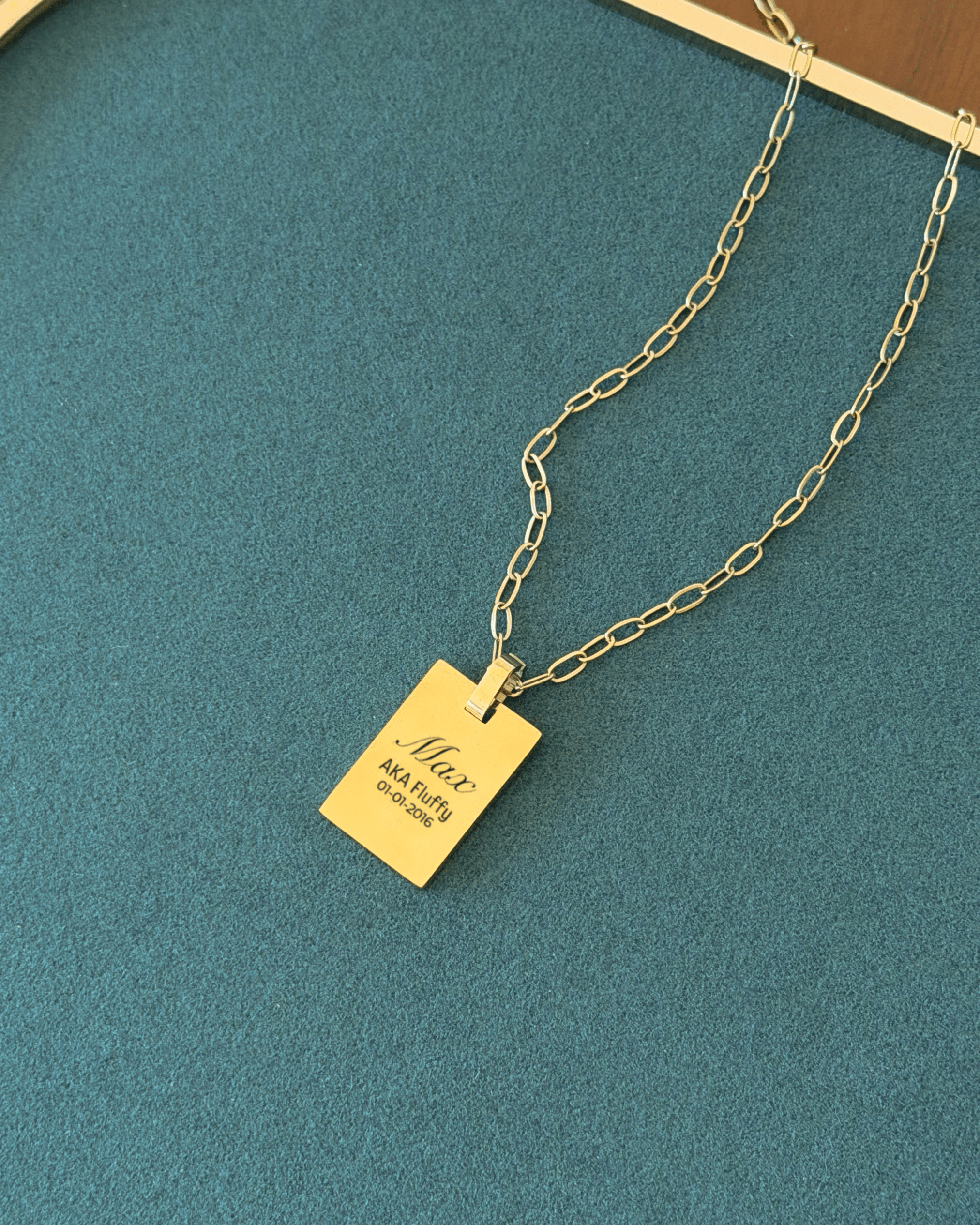 Pet Charm Necklace - Large Rectangle