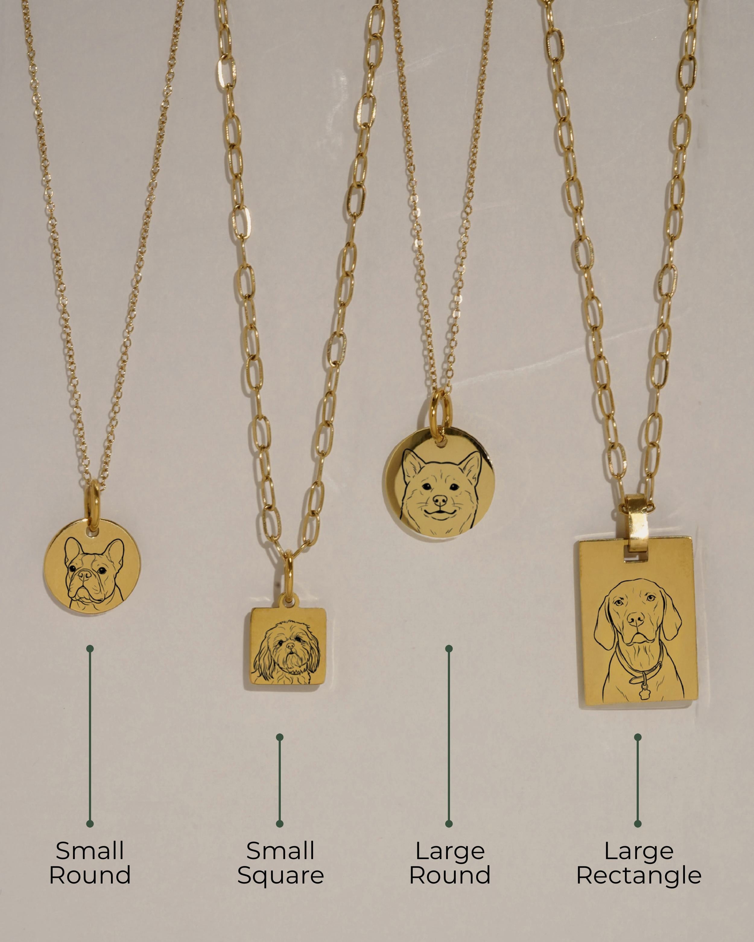 Pet Charm Necklace - Small Square