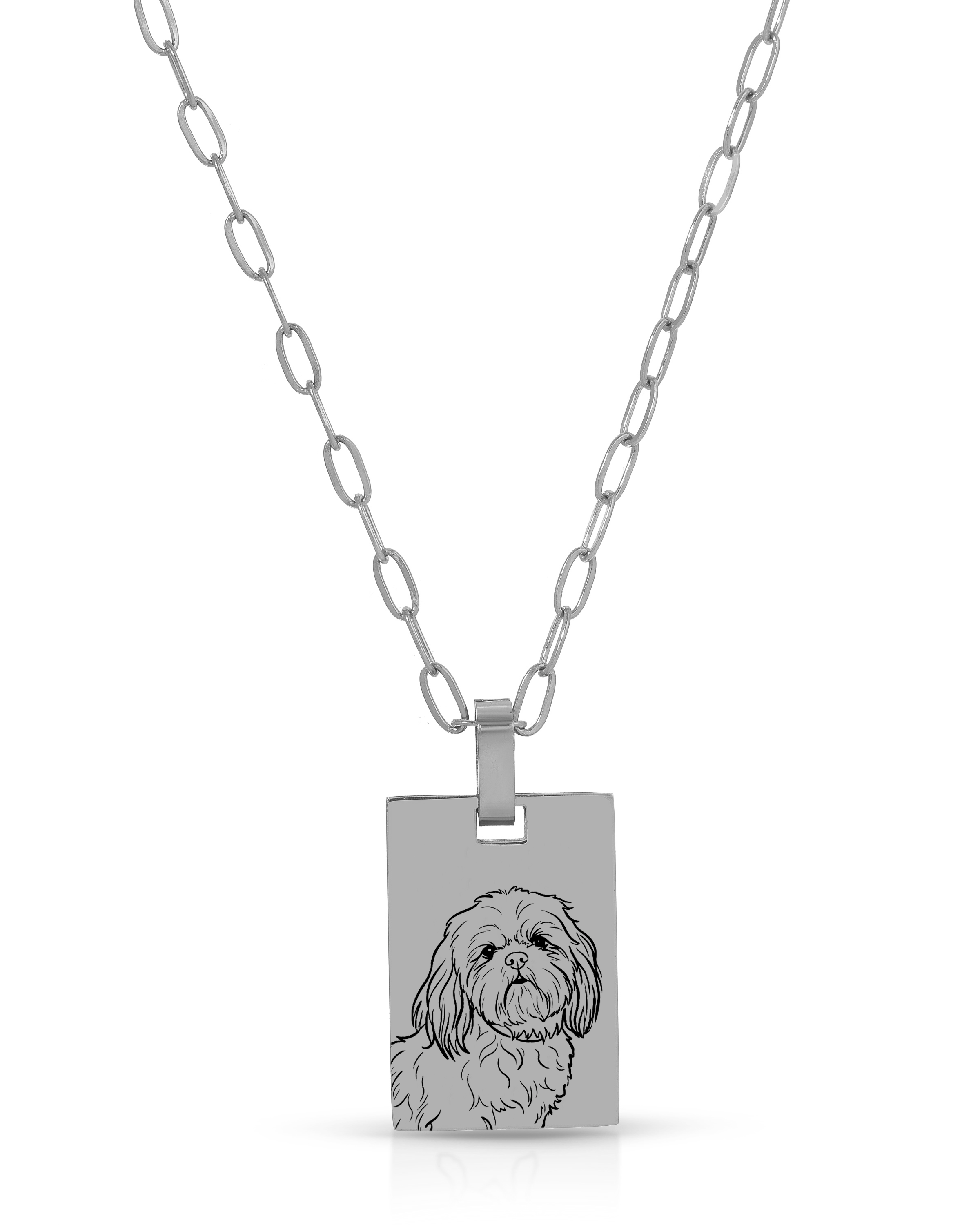 Pet Charm Necklace - Large Rectangle