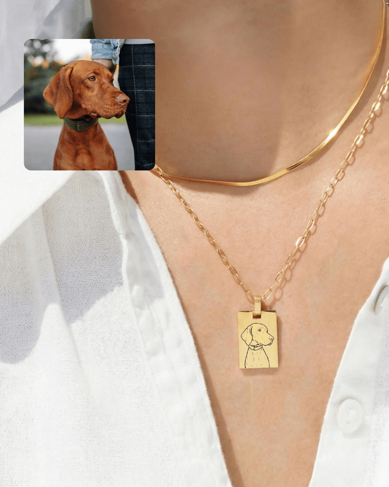 Pet Charm Necklace - Large Rectangle