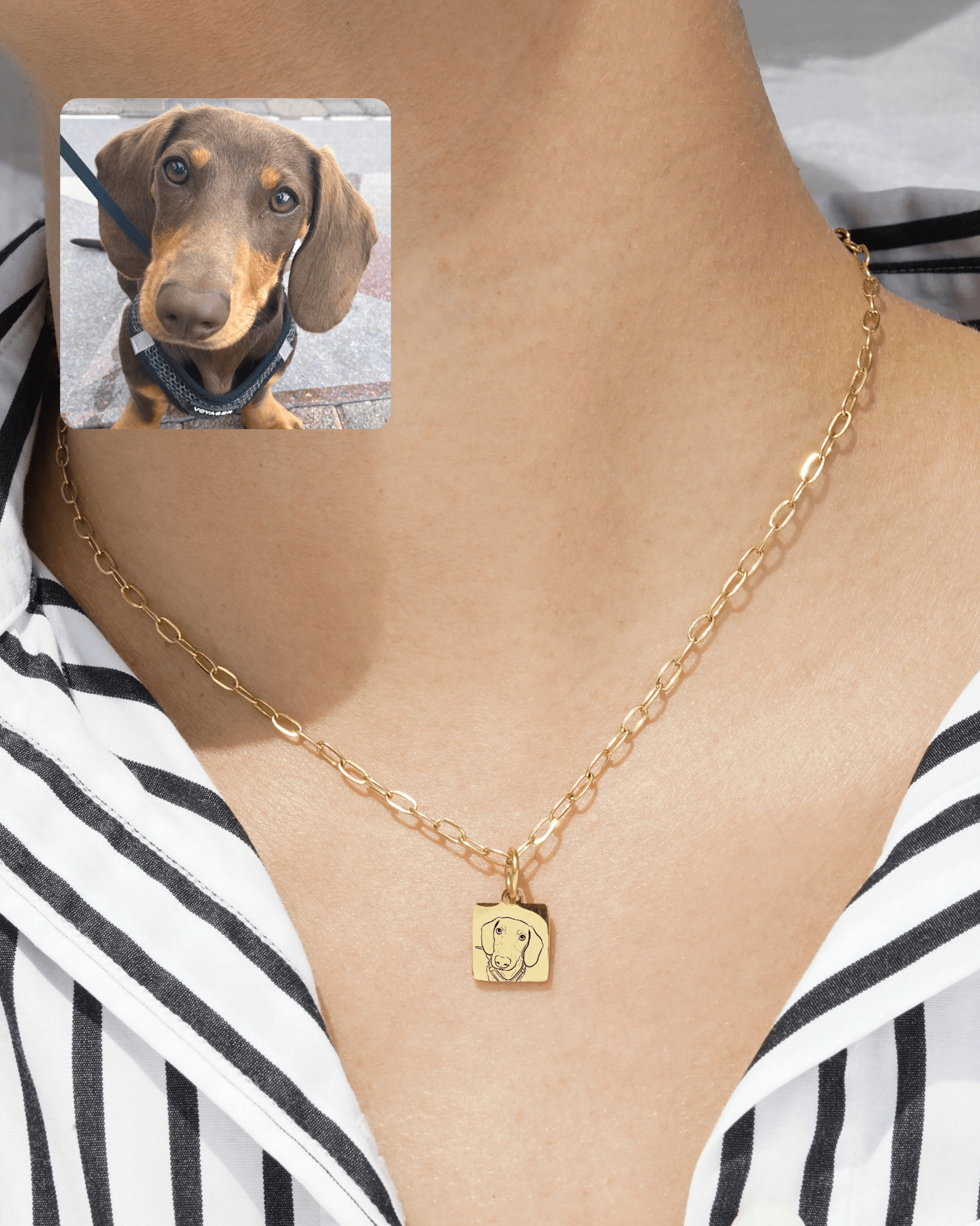 Pet Charm Necklace - Small Square