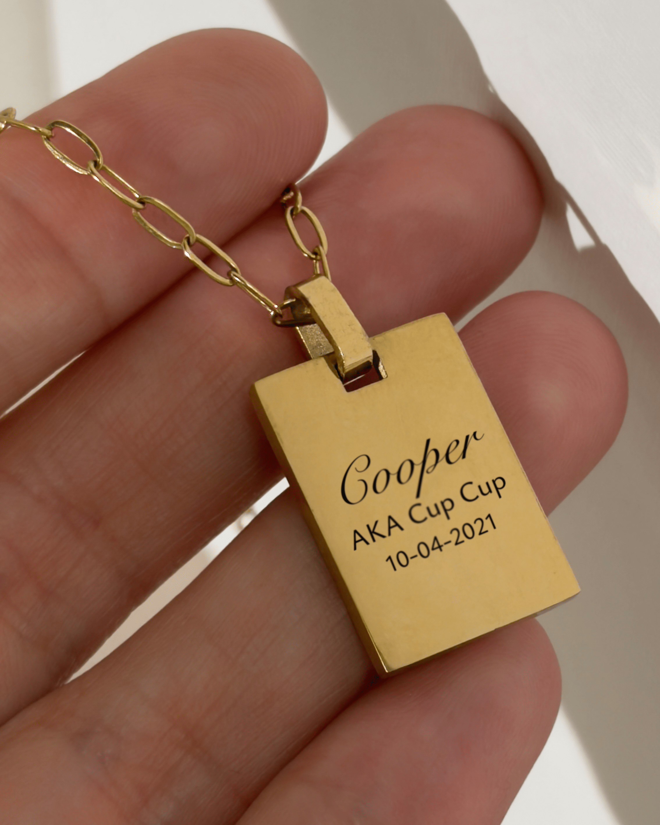 Pet Charm Necklace - Large Rectangle