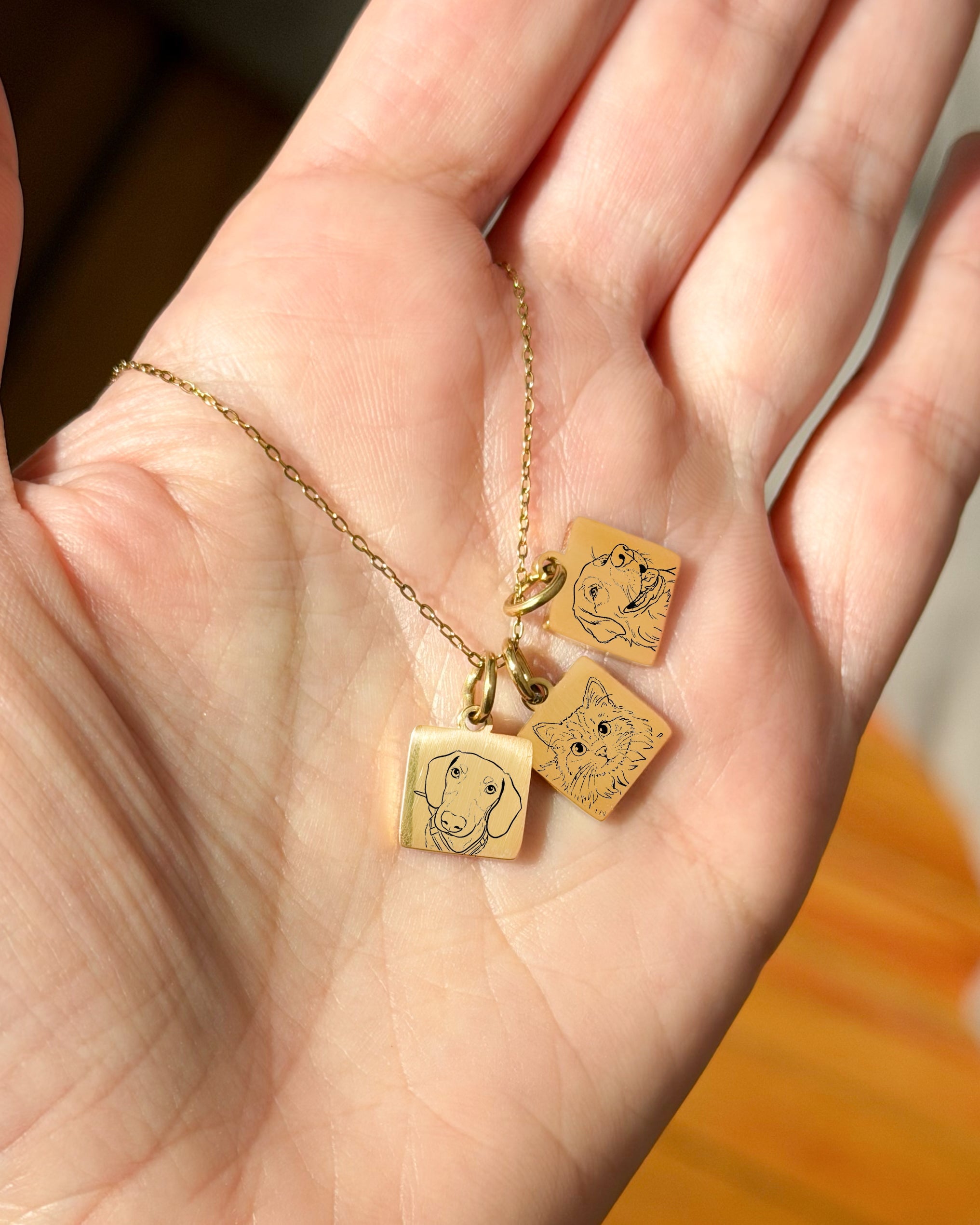 Pet Charm Necklace - Small Square