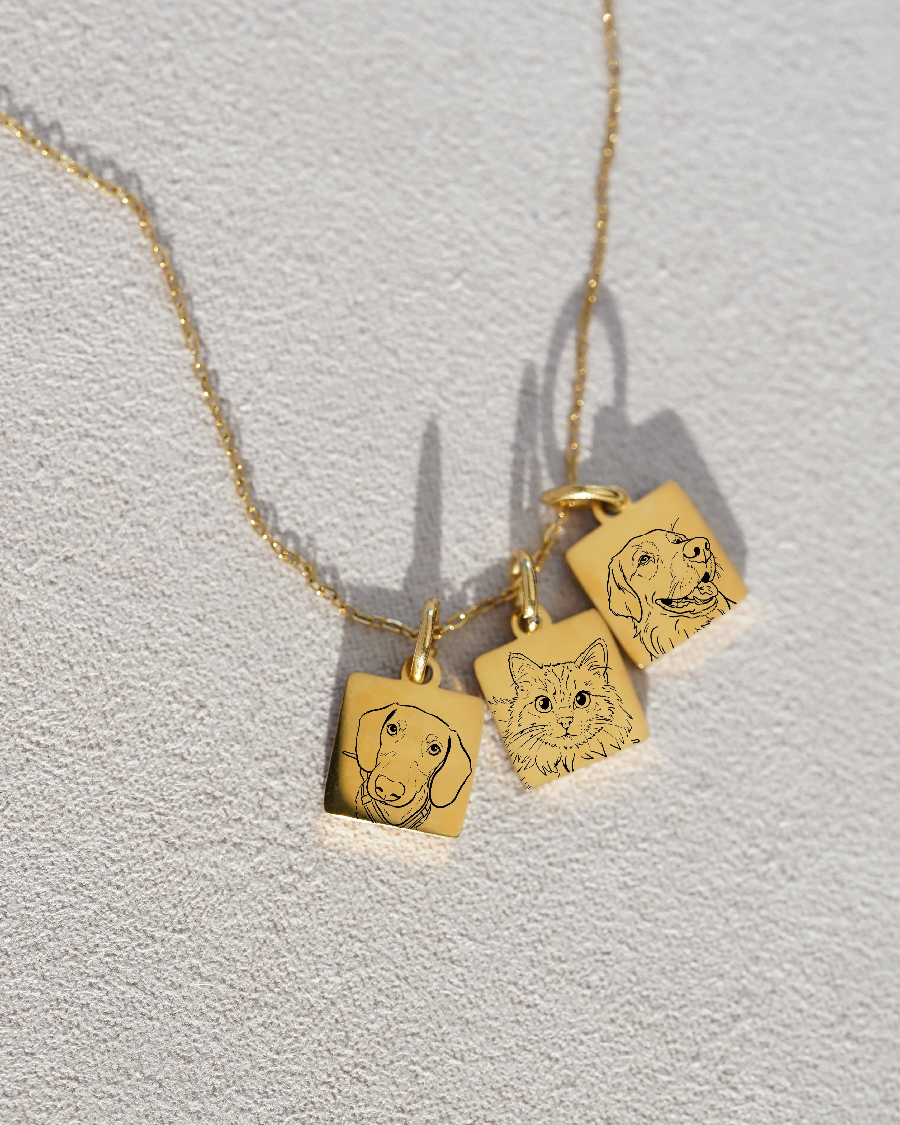 Pet Charm Necklace - Small Square