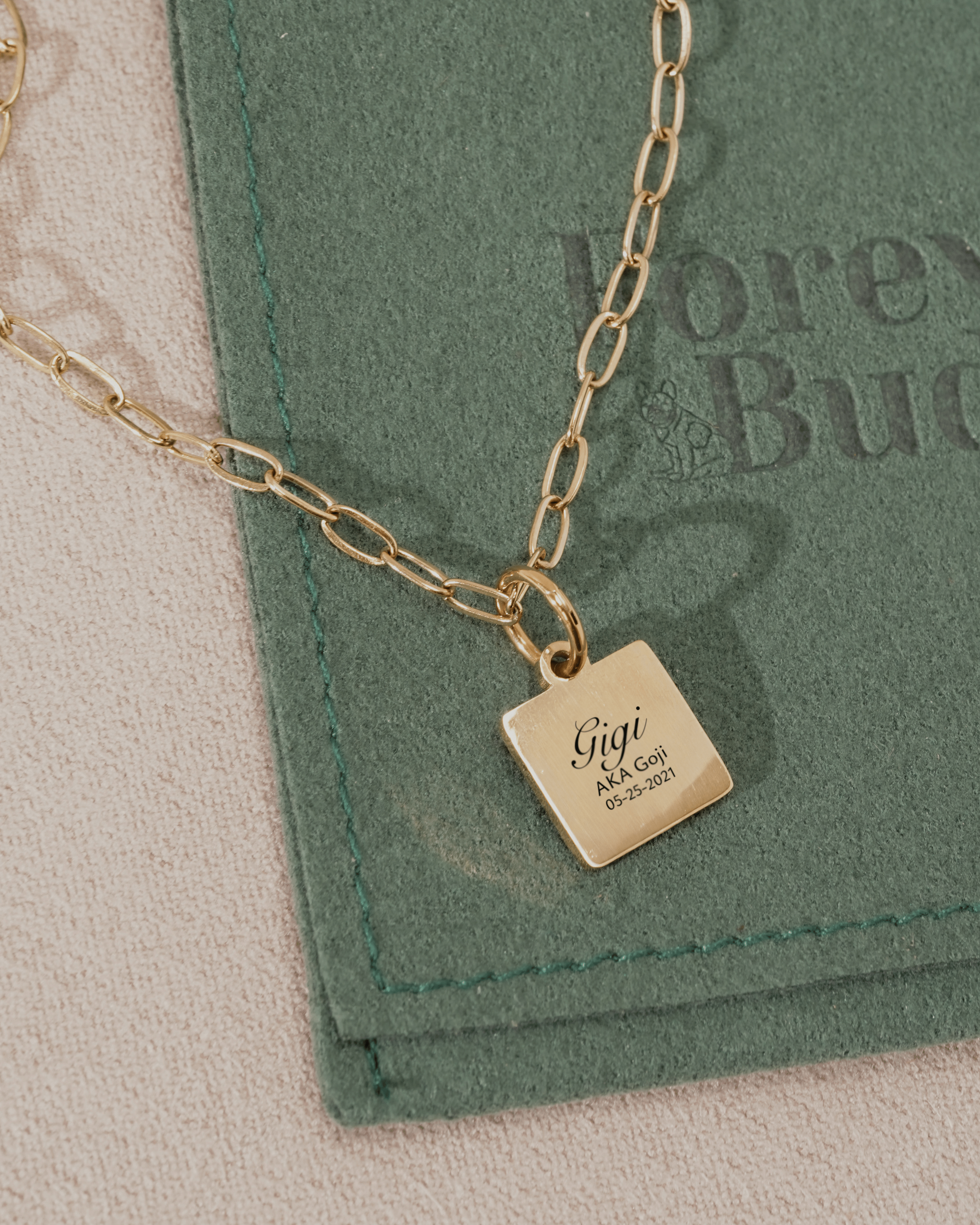 Pet Charm Necklace - Small Square