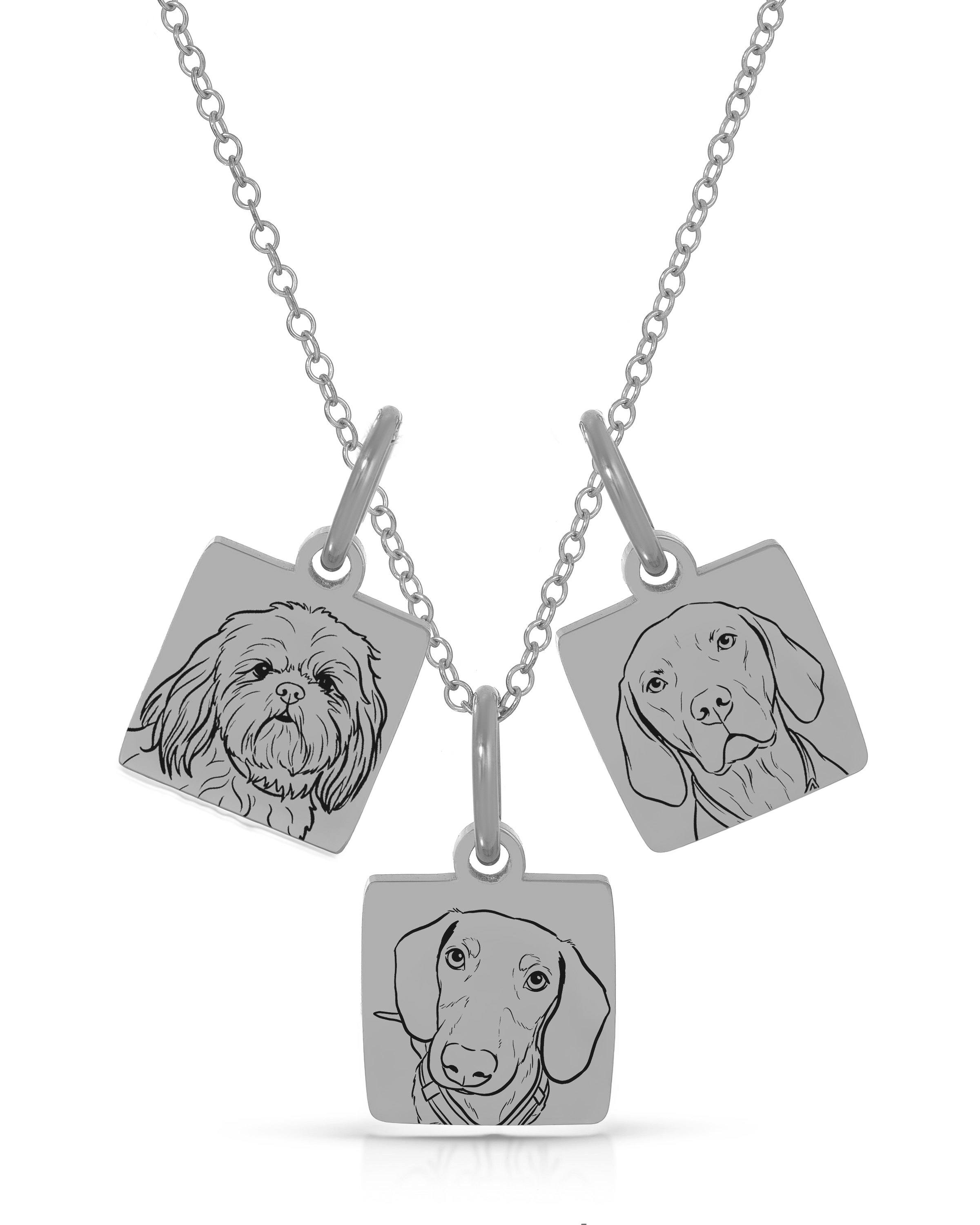 Pet Charm Necklace - Small Square