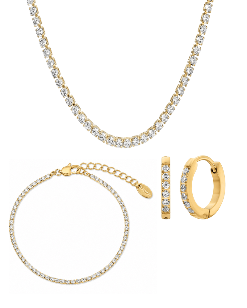 The Tennis Set: Perri Choker, Perri Bracelet, and Chini Hoops