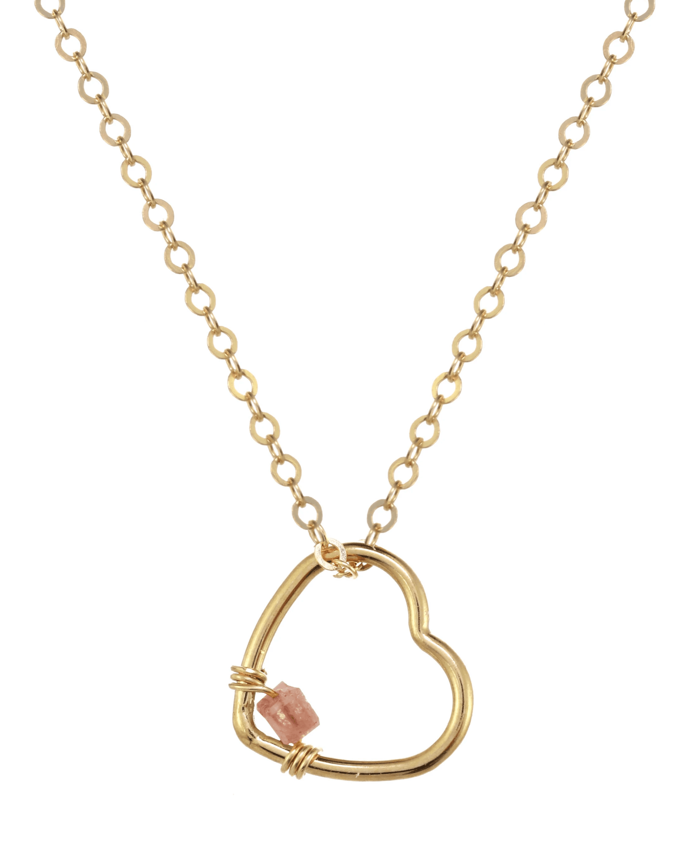 Amorcito Necklace by KOZAKH. A 16 to 18 inch adjustable length necklace in 14K Gold Filled, featuring a heart shaped charm with a square cut Brown Diamond.