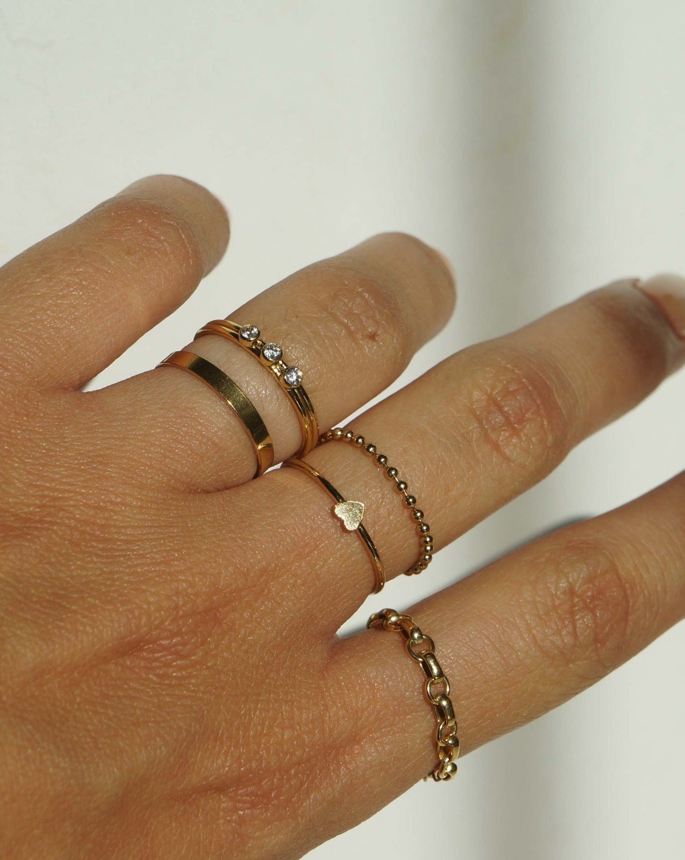 Beaded Soft Chain Ring by KOZAKH. A beaded soft chain ring, crafted in 14K Gold Filled.