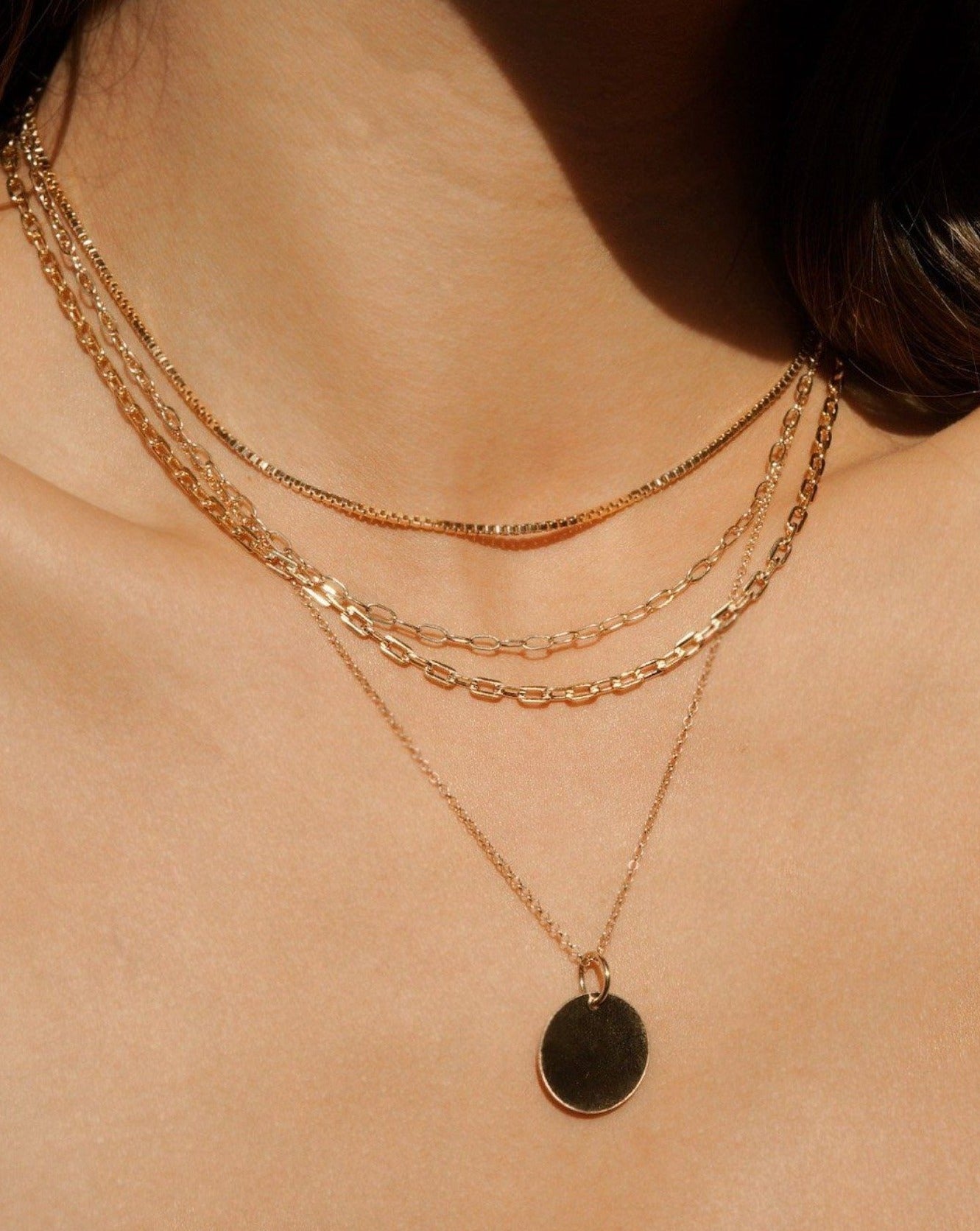 Blaire Chain Necklace by KOZAKH. A 15 to 17 inch adjustable length chain necklace in 14K Gold Filled.