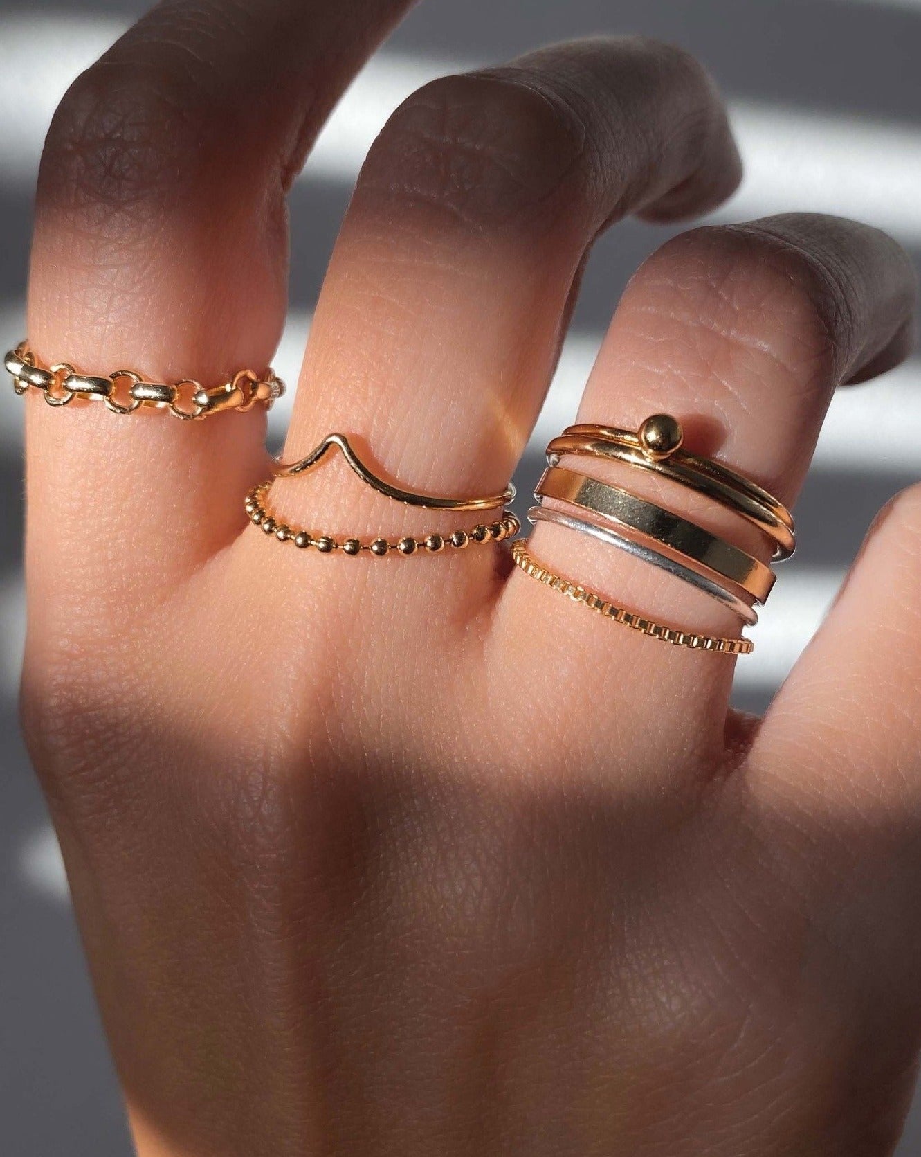 Box Soft Chain Ring by KOZAKH. A 1mm box chain ring crafted in 14K Gold Filled.