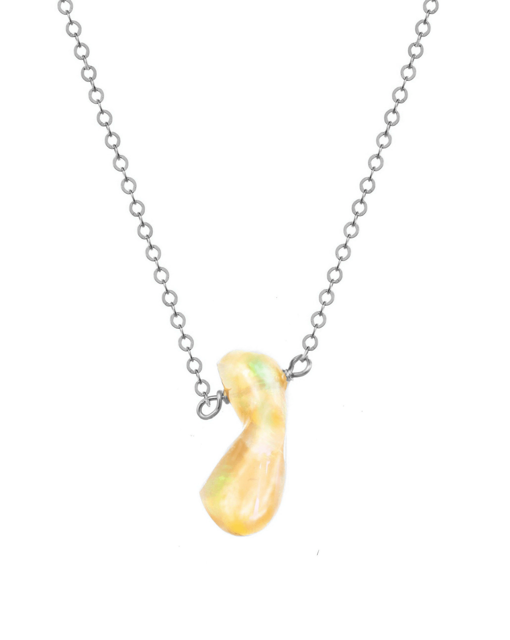 Cameena Necklace by KOZAKH. A 16 inch long necklace in Sterling Silver, featuring an irregular AAA+ Ethiopian Opal.