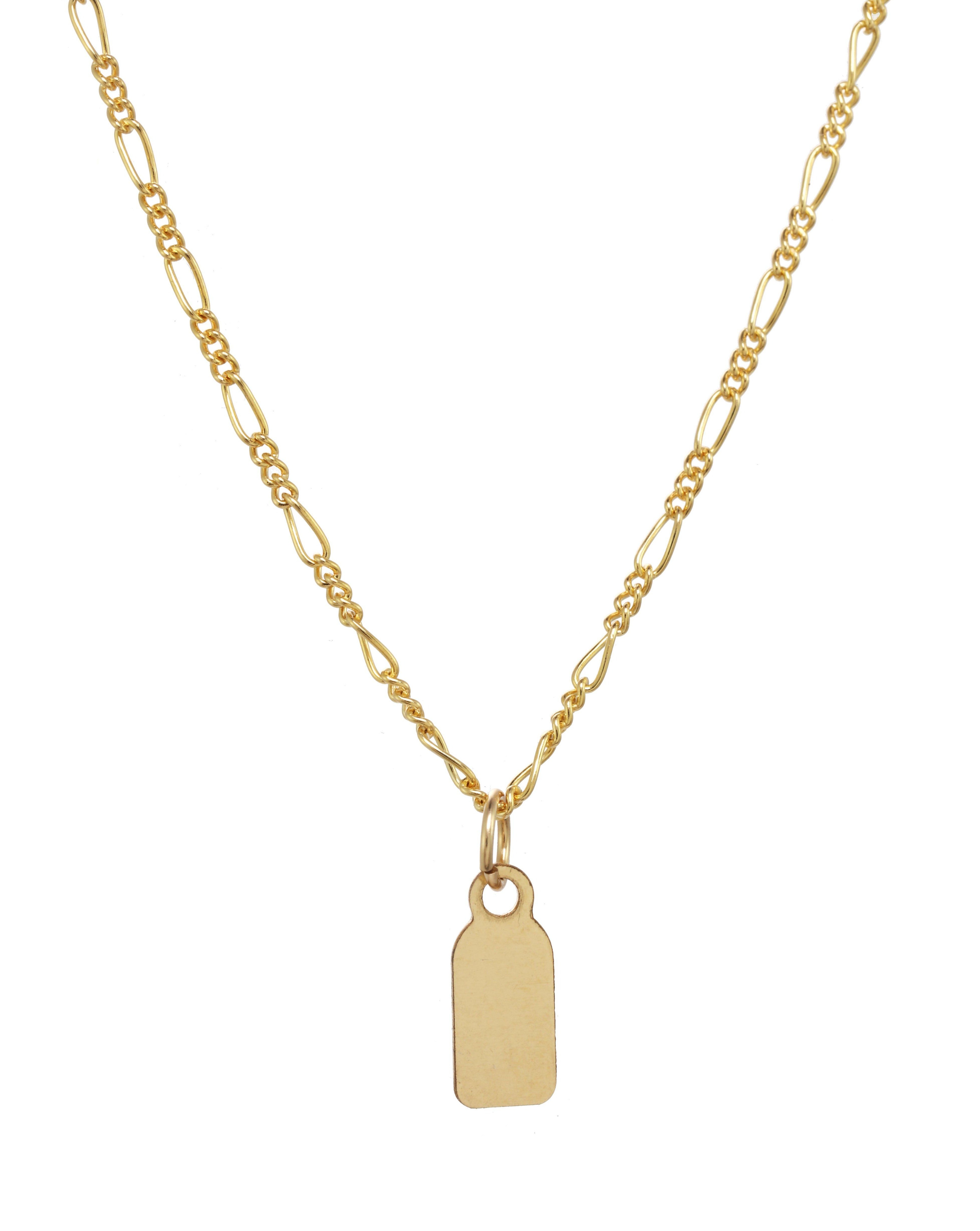 Chetta Necklace by KOZAKH. A 16 inch long necklace in 14K Gold Filled, featuring a tag charm.