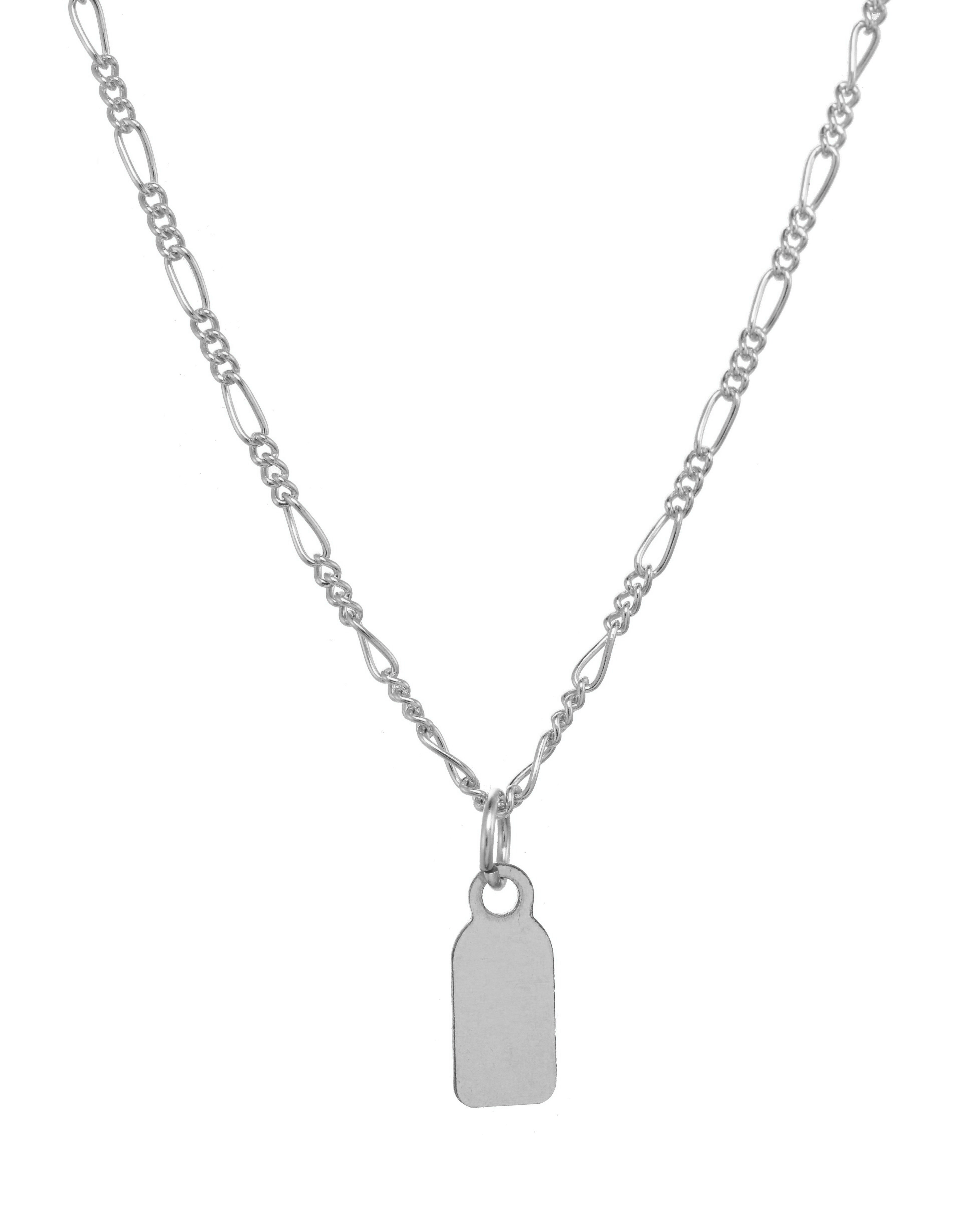 Chetta Necklace by KOZAKH. A 16 inch long necklace in Sterling Silver, featuring a tag charm.