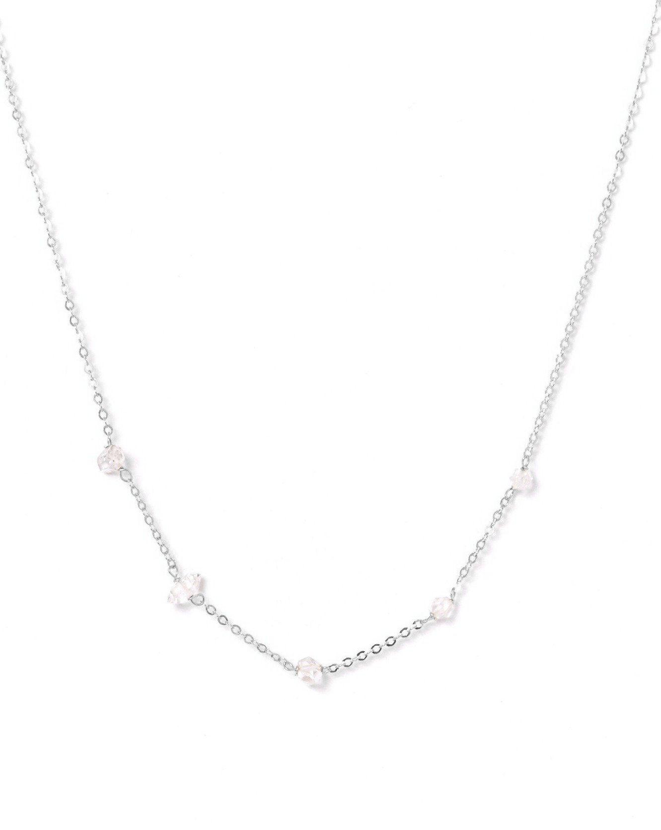 Cinq Herkimer Necklace by KOZAKH. A 16 inch long necklace in Sterling Silver, featuring Herkimer Diamonds.