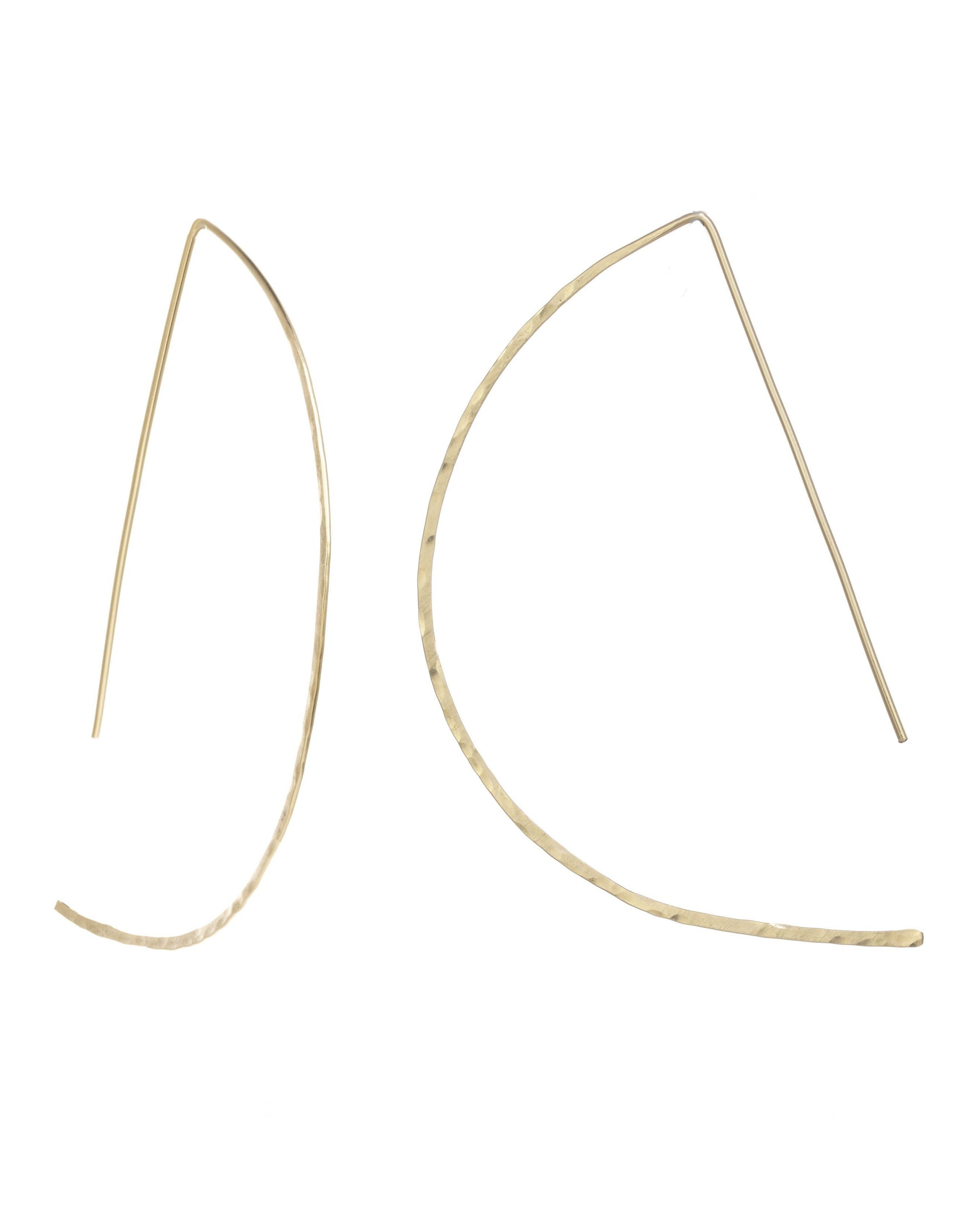 D Earrings Large by KOZAKH. D shape hammered wire earrings, crafted in 14K Gold Filled.