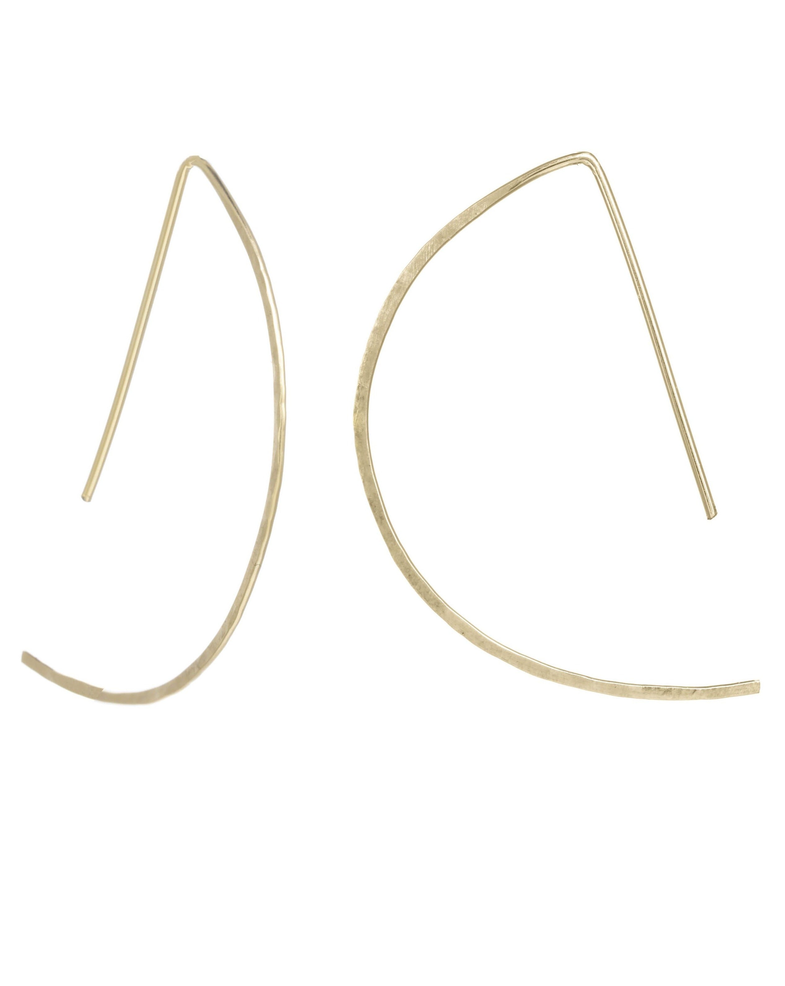 D Earrings Small by KOZAKH. D shape hammered wire earrings, crafted in 14K Gold Filled.