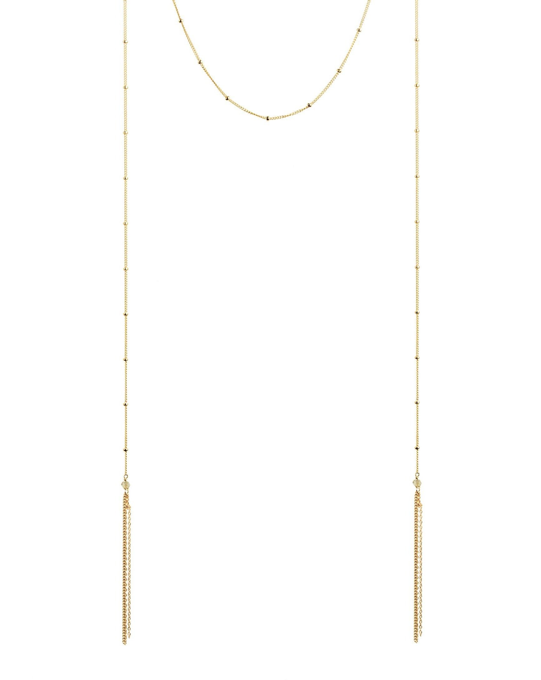 Doss Necklace by KOZAKH. A 14K Gold Filled necklace with adjustable length from 40 inches, featuring faceted Labradorite.