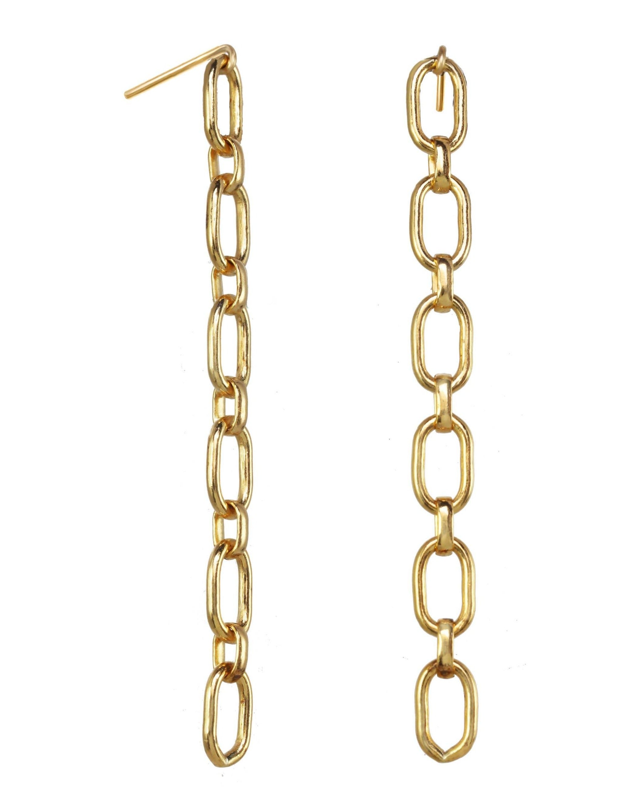 Finito Earrings by KOZAKH. 1.5 inch drop chain earrings, crafted in 14K Gold Filled.