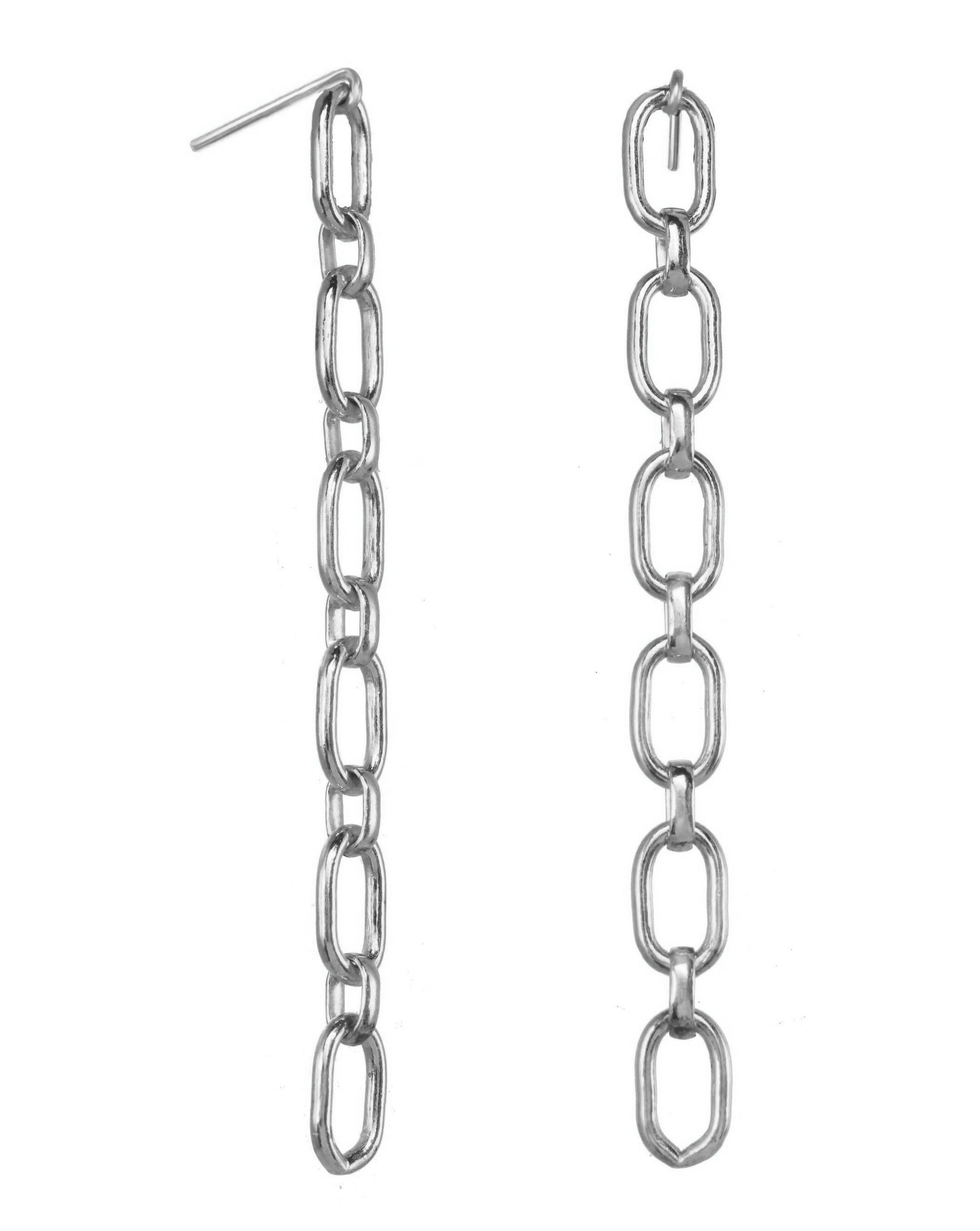 Finito Earrings by KOZAKH. 1.5 inch drop chain earrings, crafted in Sterling Silver.