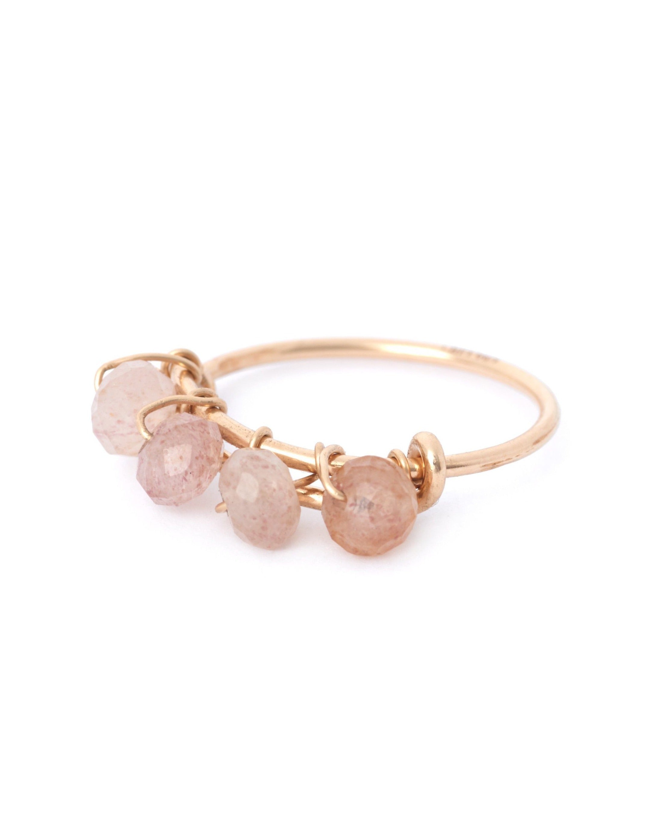 Gem Braided Ring by KOZAKH. A 1mm thick ring, crafted in 14K Gold Filled, featuring braided Rose Quartz gems.