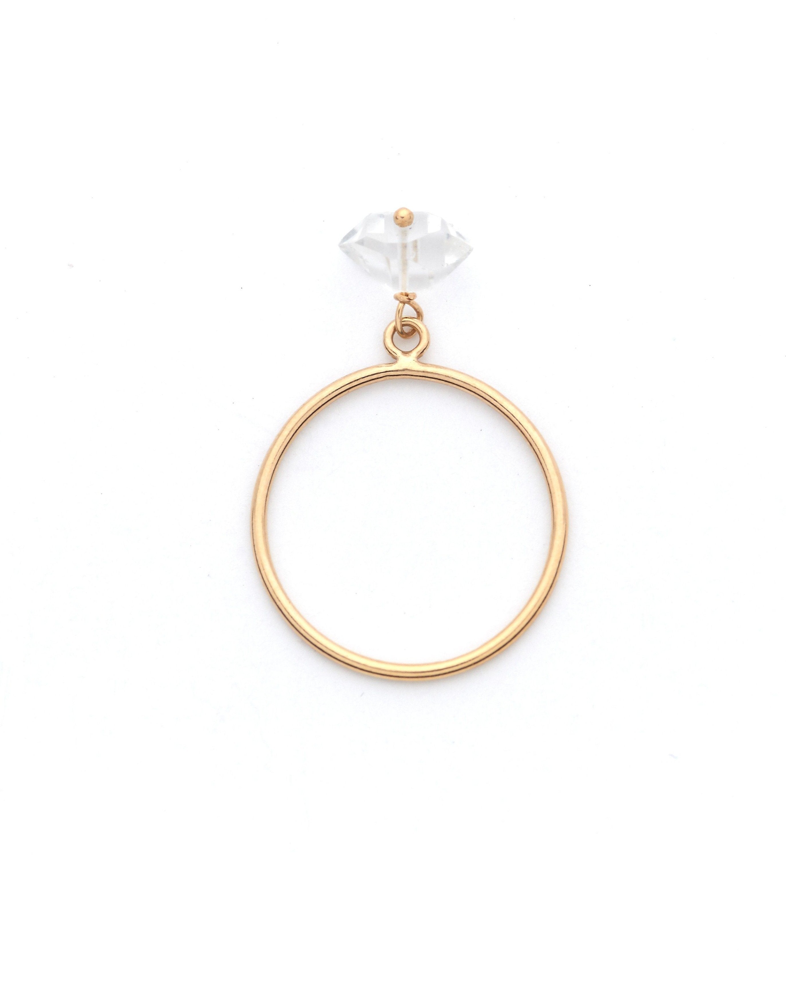 Petal Ring by KOZAKH. A 1mm band crafted in 14K Gold Filled, featuring a Herkimer Diamond charm.
