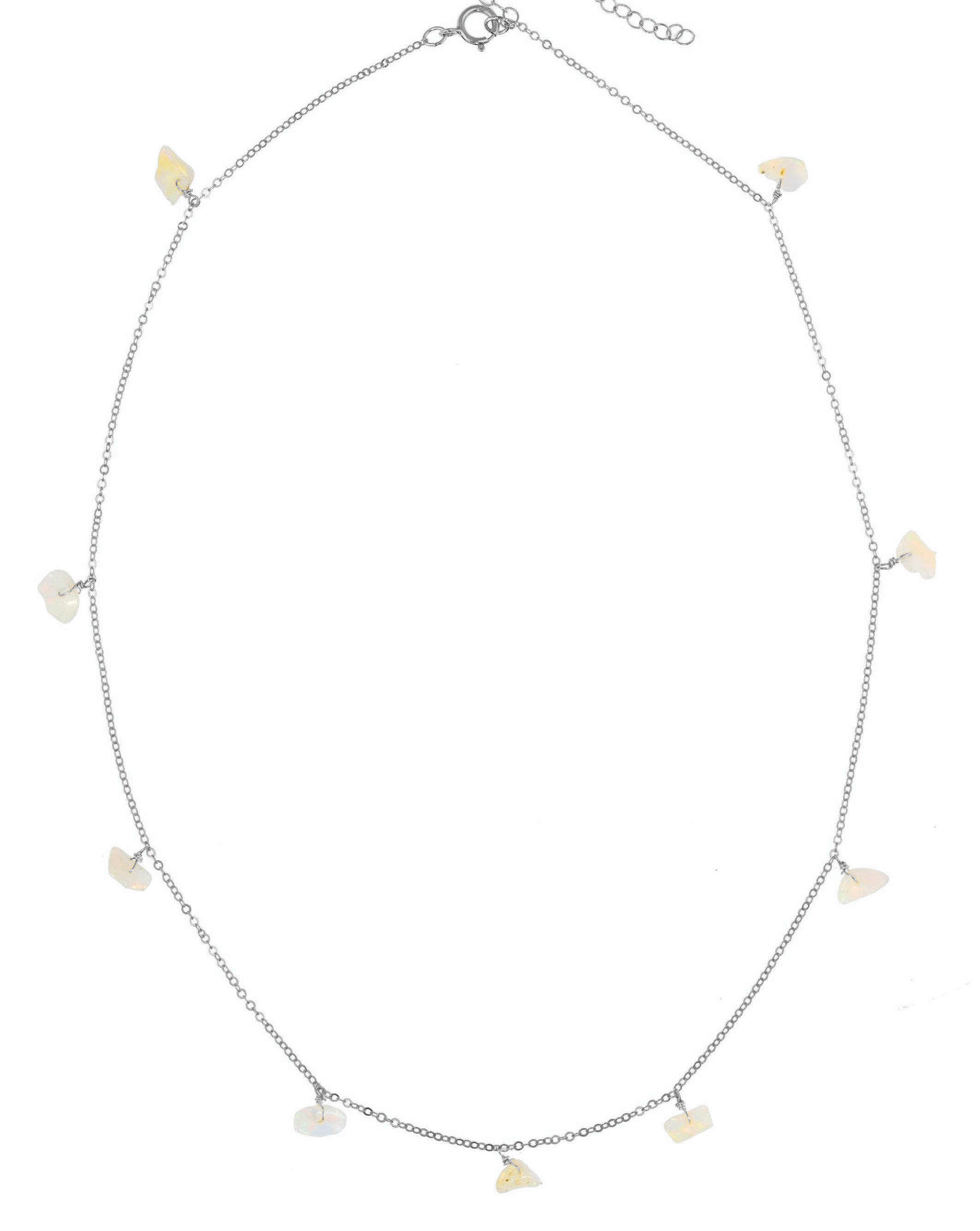 Malay Necklace by KOZAKH. A 16 to 18 inch adjustable length necklace, crafted in Sterling Silver, featuring Ethiopian Opal chips.