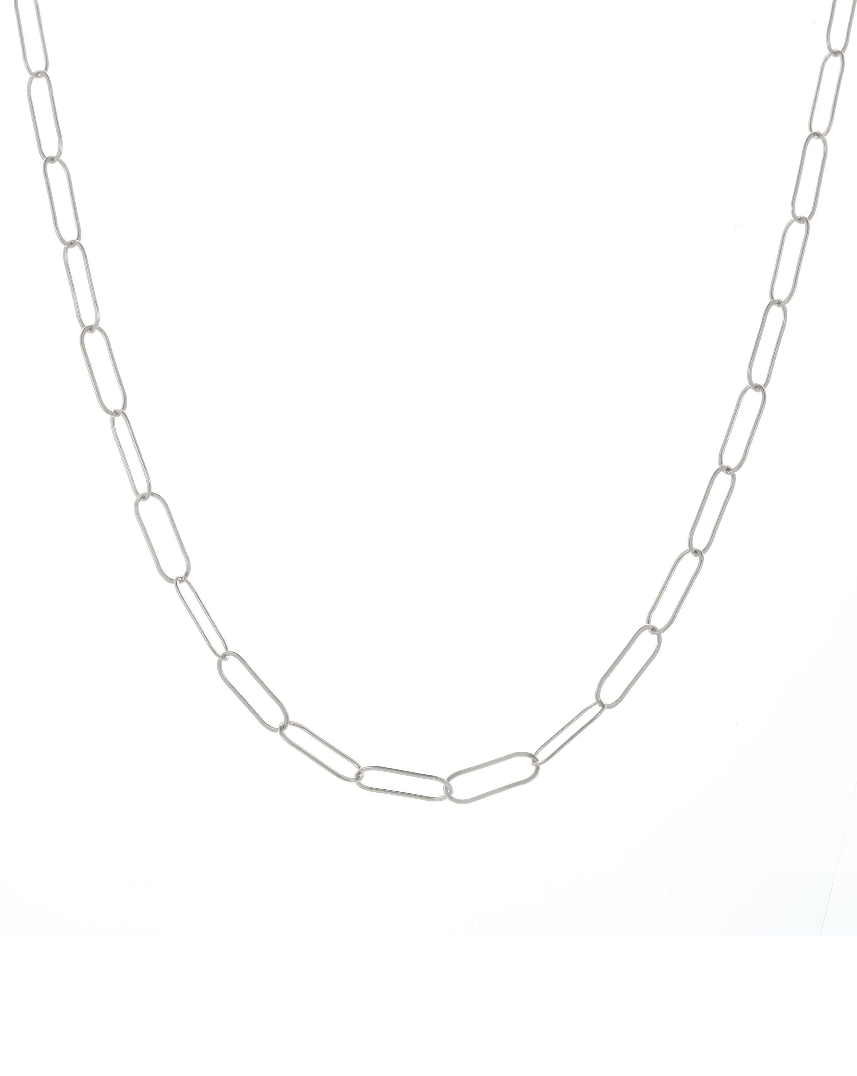 Muse Chain Necklace by KOZAKH. A 14 to 16 inch adjustable length, flat oval link chain necklace, crafted in Sterling Silver. 