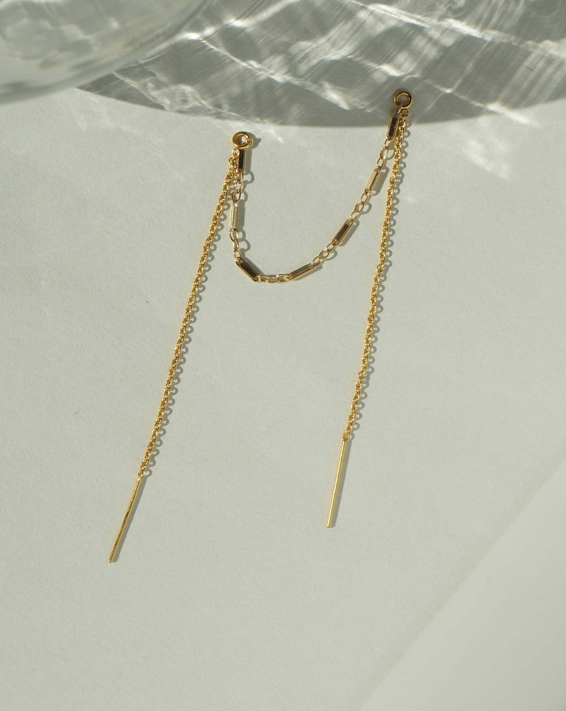 Piper Threader by KOZAKH. A long threader climber earring for 2 or more piercings, crafted in 14K Gold Filled.
